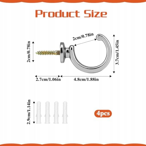 CURTAIN HOLDERS METAL SILVER HOOKS ROMAN HOUSE 4 PCS METAL Manufacturer code Bez marki