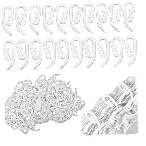 CURTAIN HOOKS CURTAINS WHITE PLASTIC 28X12MM 100PCS plastic