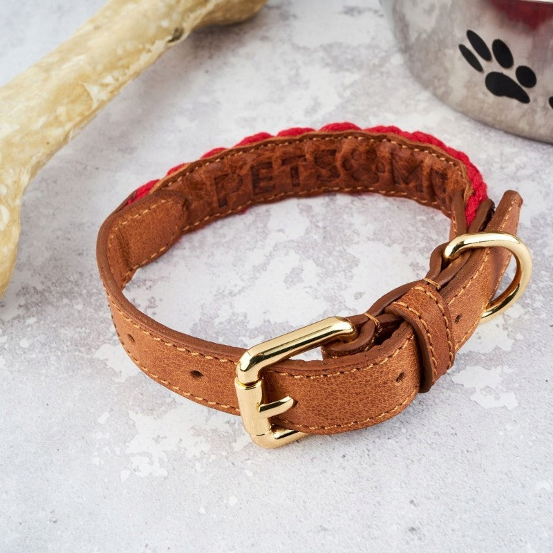 CUTE RED COLLAR - LEATHER AND CANVAS - SIZE S Manufacturer code RFS-5526