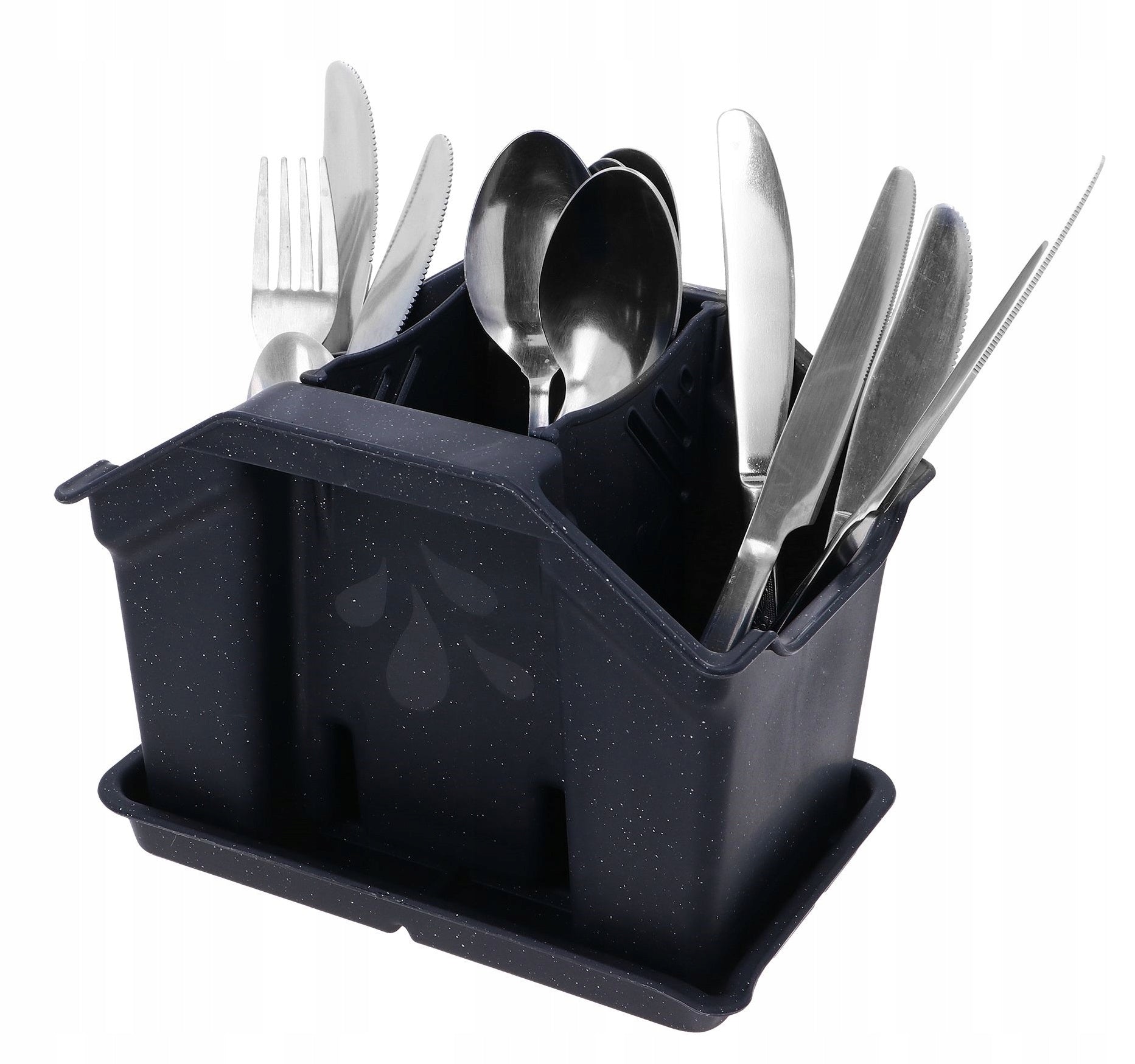 CUTLERY DRAINER 3 Chambers BLACK Dryer Kitchen Organizer