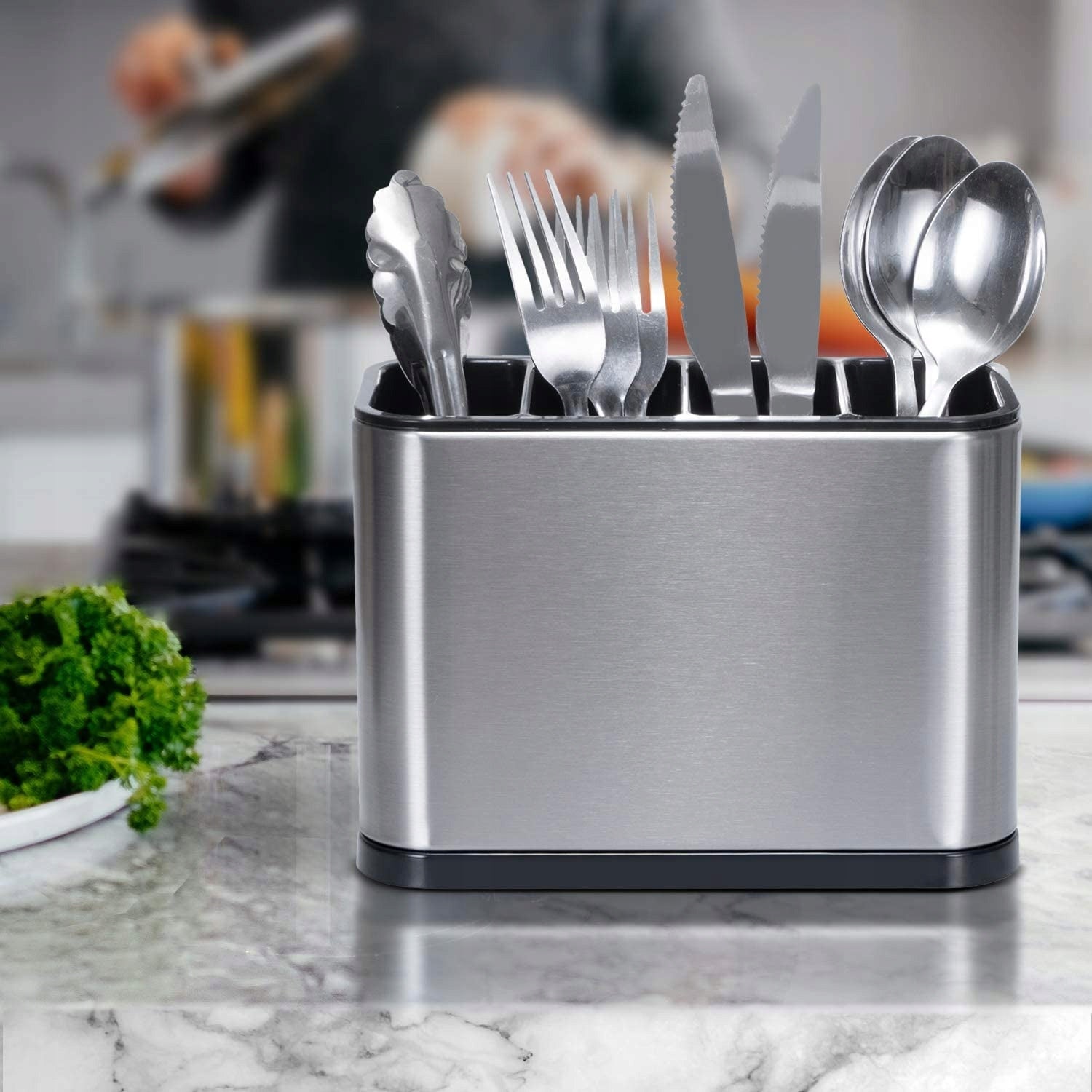 CUTLERY DRAINER UTENSILS DRYER CONTAINER ORGANIZER SILVER WITH DRAIN Manufacturer code ociekacz na sztućce organizer suszarka