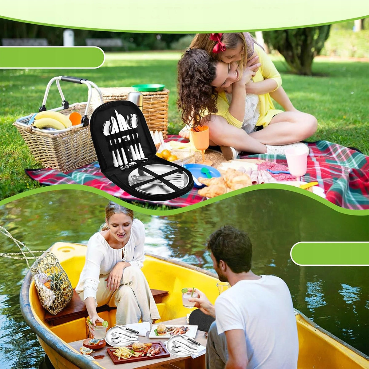 CUTLERY PLATES CAMPING SURVIVAL SET OF 2 PEOPLE 14EL XL Packaging status original