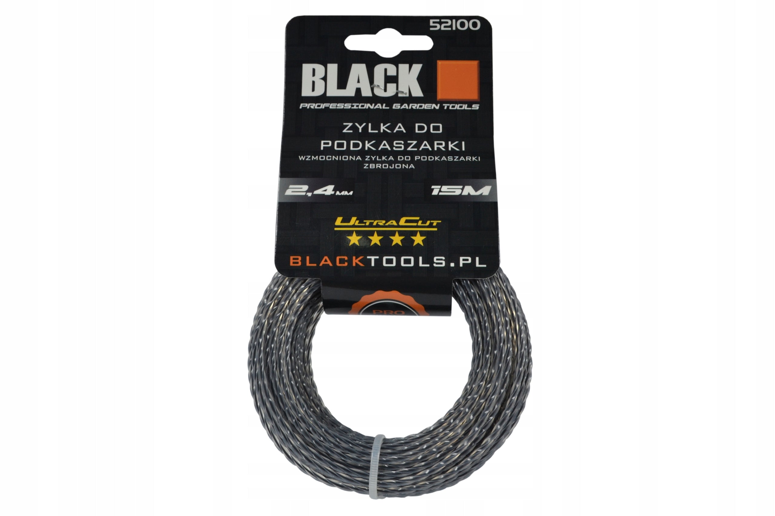 CUTTING LINE FOR CORRUGATED SCYTHE 2,4 MM REINFORCED WITH WIRE 15M STRONG BLACK Type trimmer line