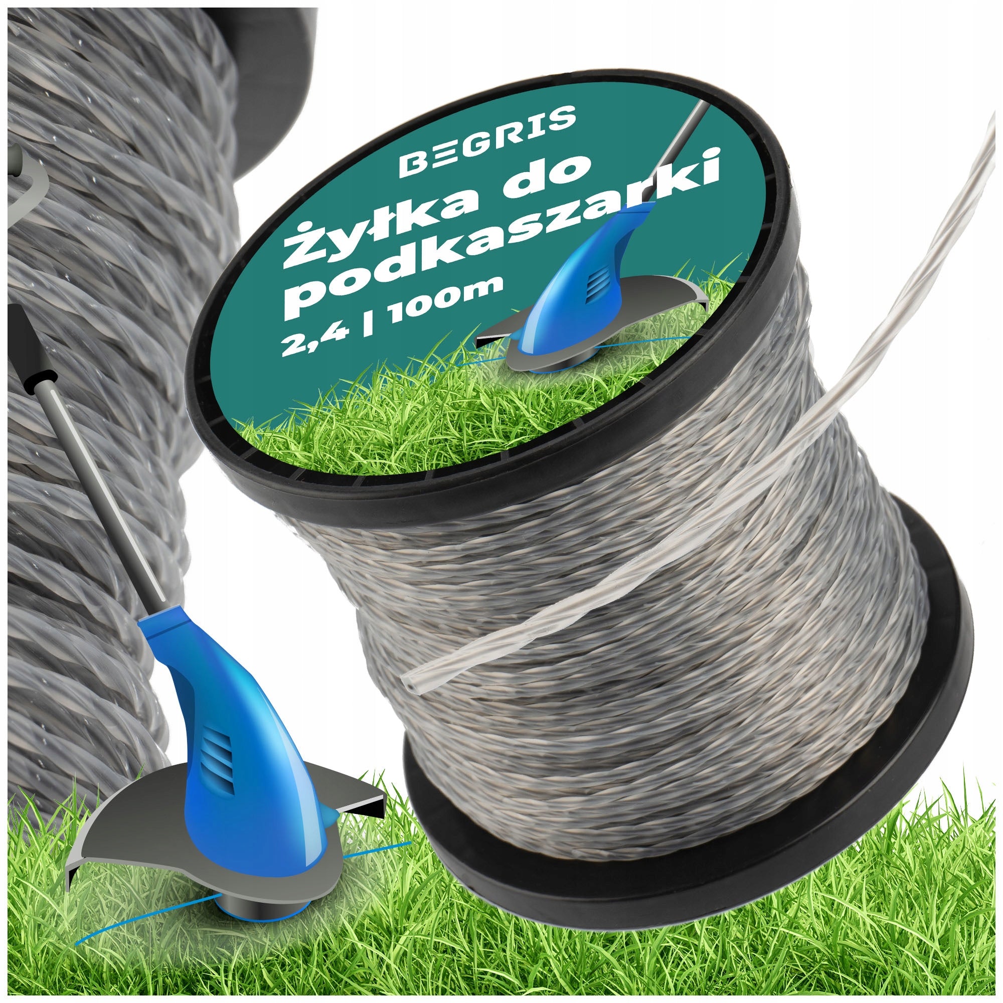 CUTTING LINE FOR SCYTHE SQUARE REINFORCED WITH WIRE 2,4MM x 100m REINFORCED