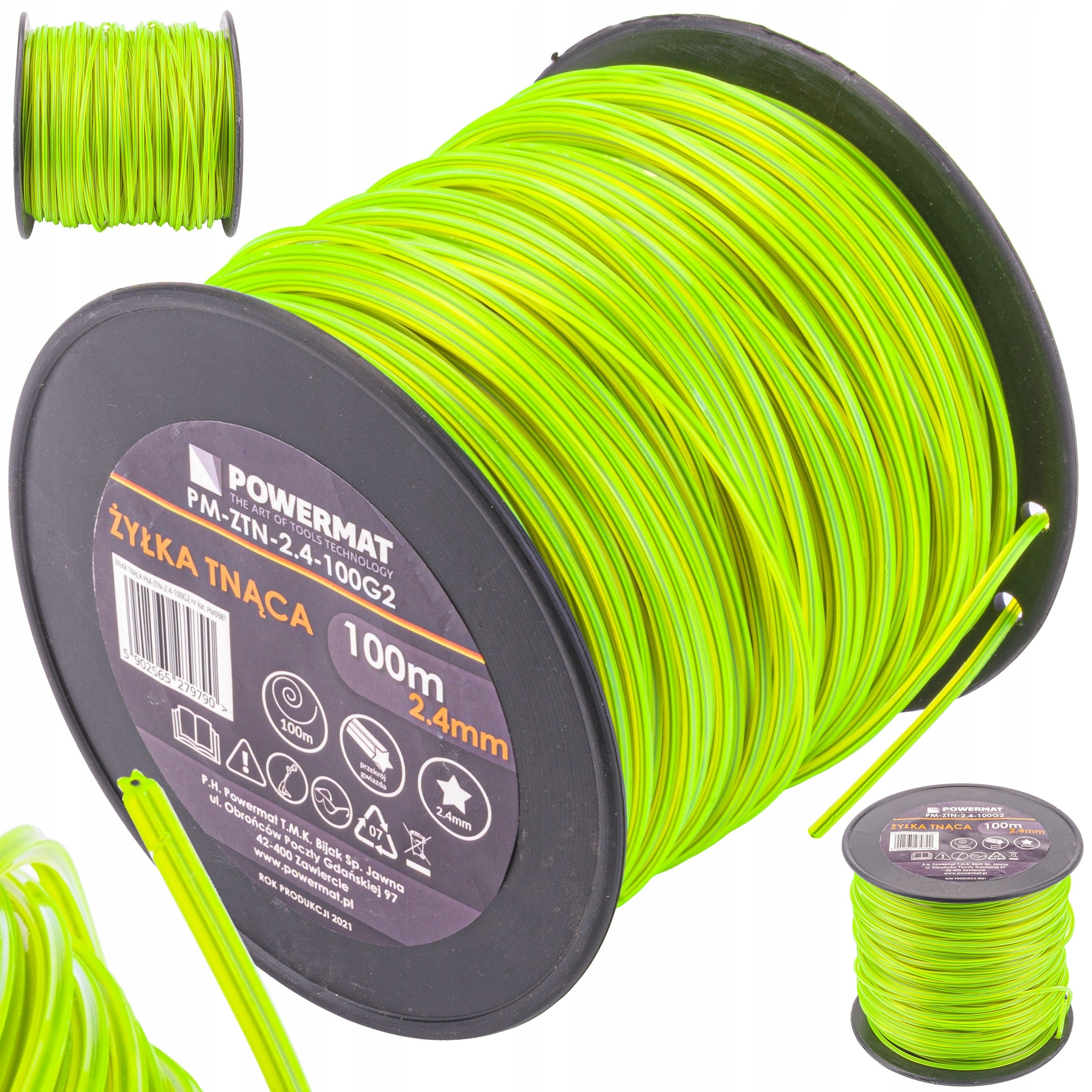 CUTTING LINE FOR TRIMMER SCYTHE REINFORCED WITH WIRE 2,4x100m REINFORCED