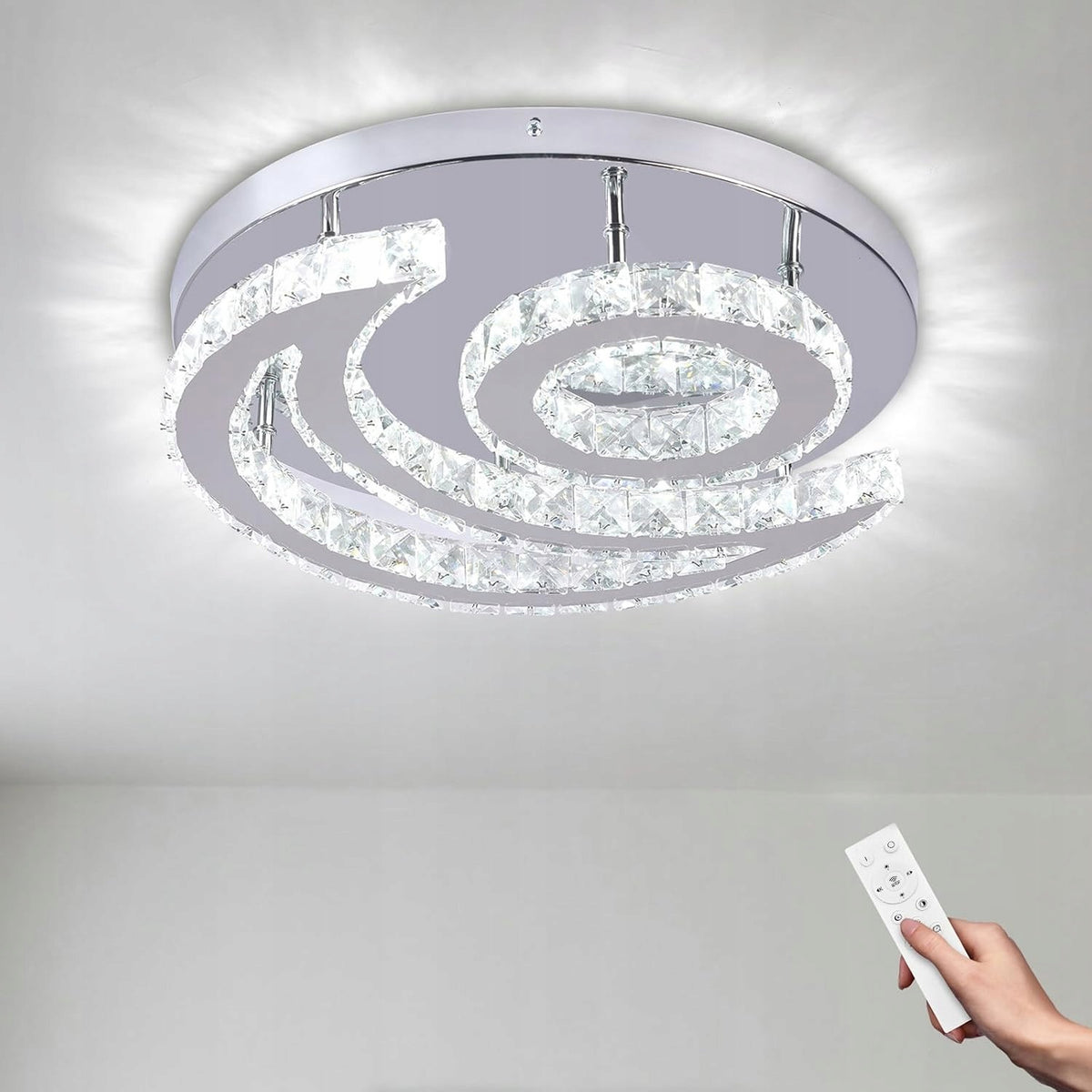 CXGLEAMING crystal chandelier 40 cm modern LED dimmable for living room