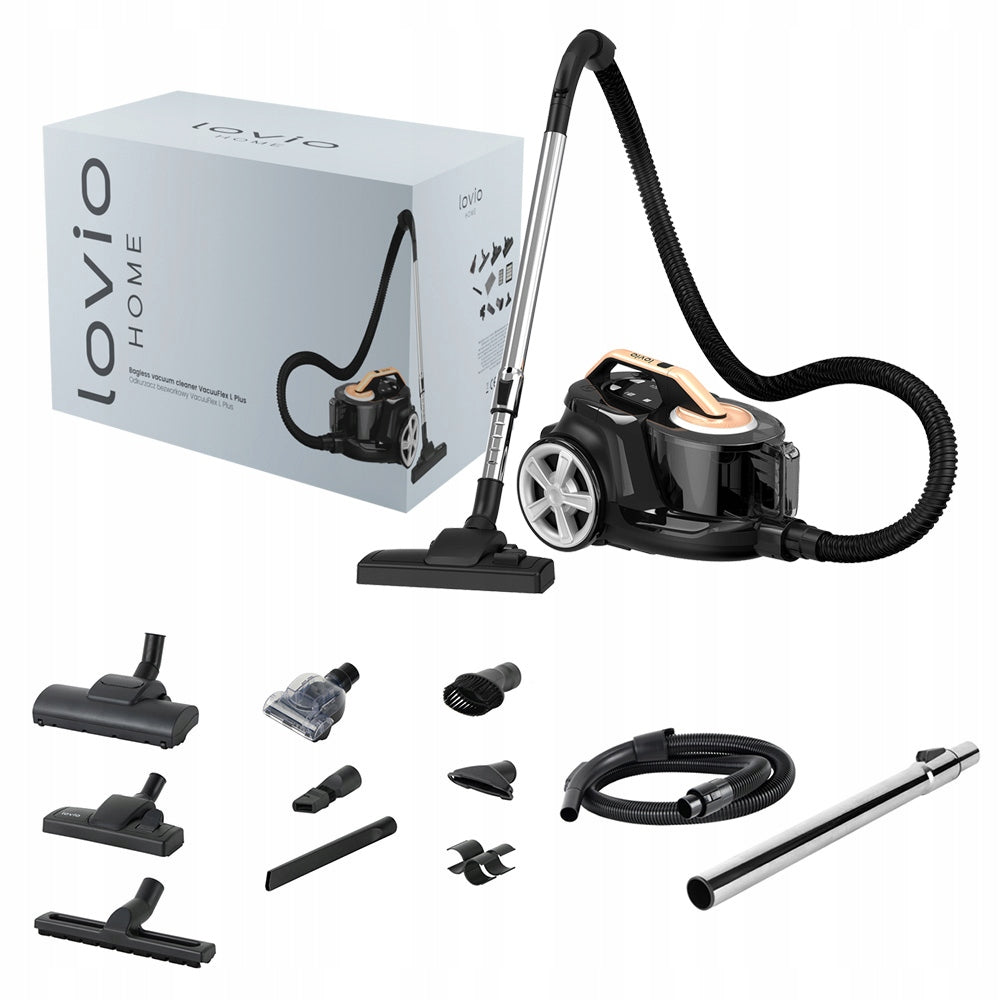 CYCLONE BAGLESS VACUUM CLEANER POWERFUL QUIET TURBO BRUSH HEPA 15in1 LOVIO Manufacturer code Odkurzacz bezworkowy cyklonowy mocny LVCVC003