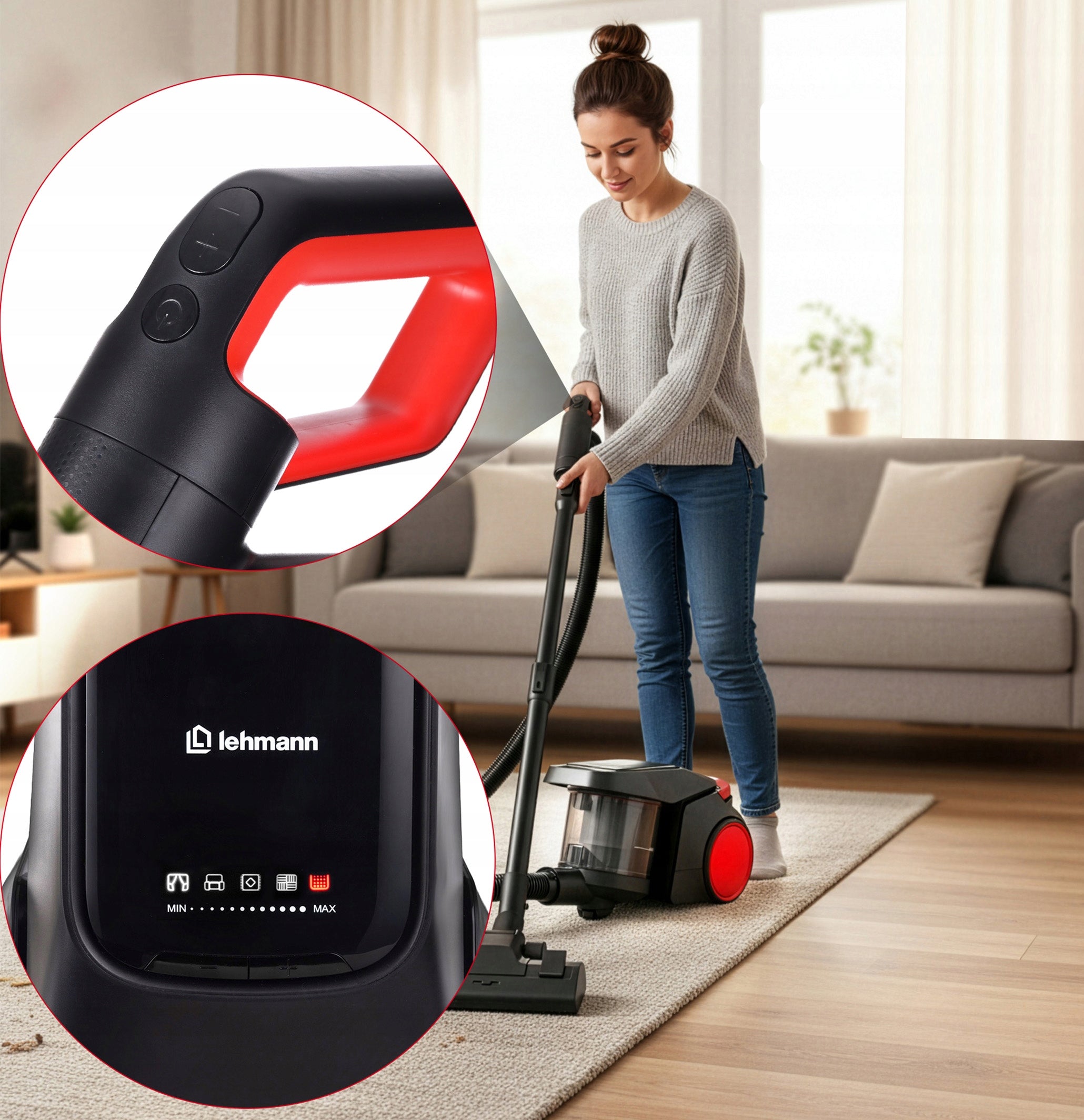 CYCLONE VACUUM CLEANER LEHMANN BAGLESS TURBO BRUSH NEW MODEL PILOT HEPA Dominant color black