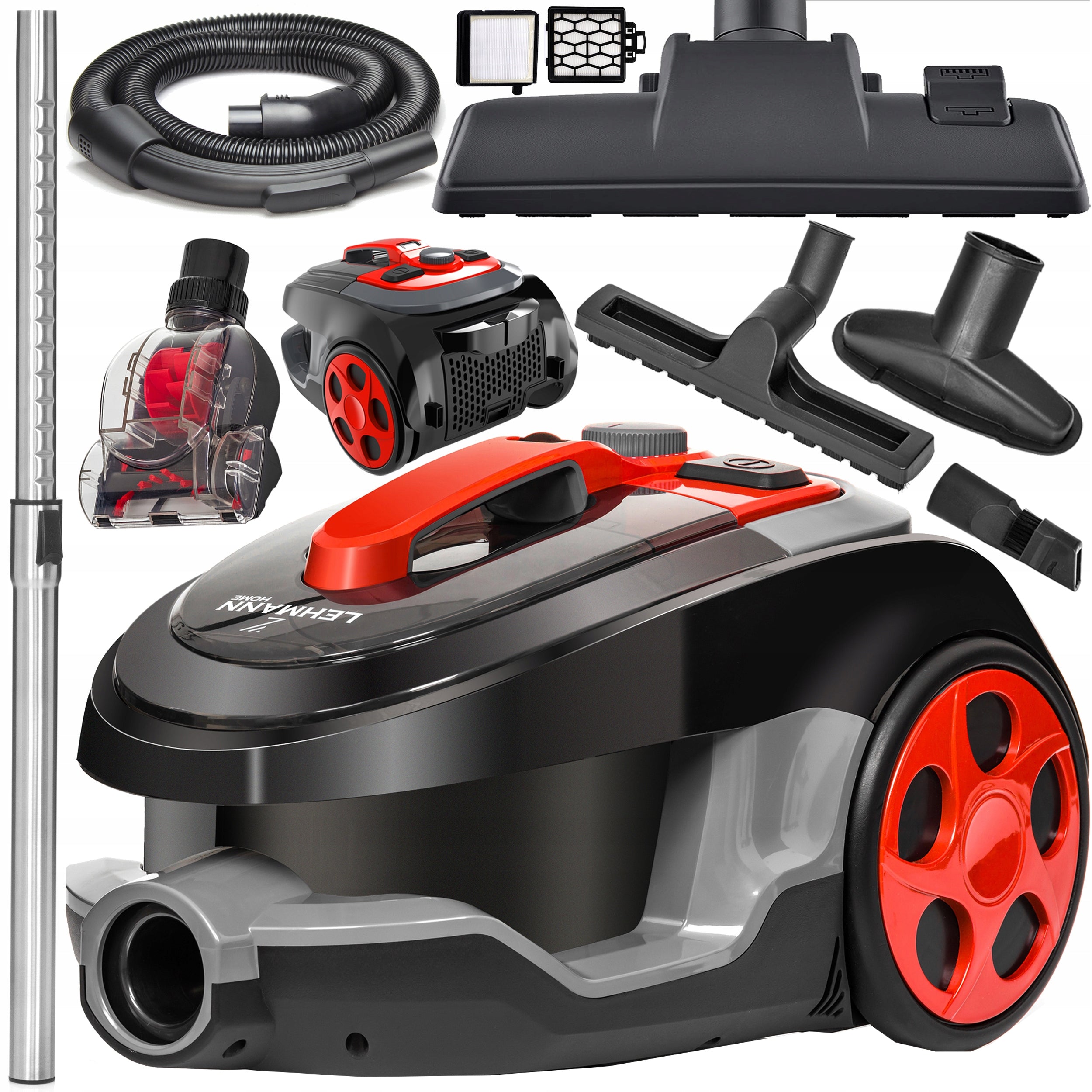 CYCLONE VACUUM CLEANER LEHMANN BAGLESS TURBO BRUSH SET HEPA QUIET