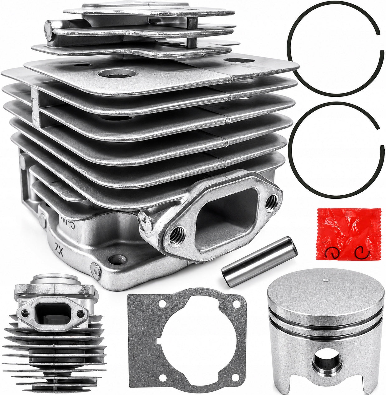 CYLINDER WITH PISTON FOR COMBUSTION SCYTHE TRIMMER RINGS