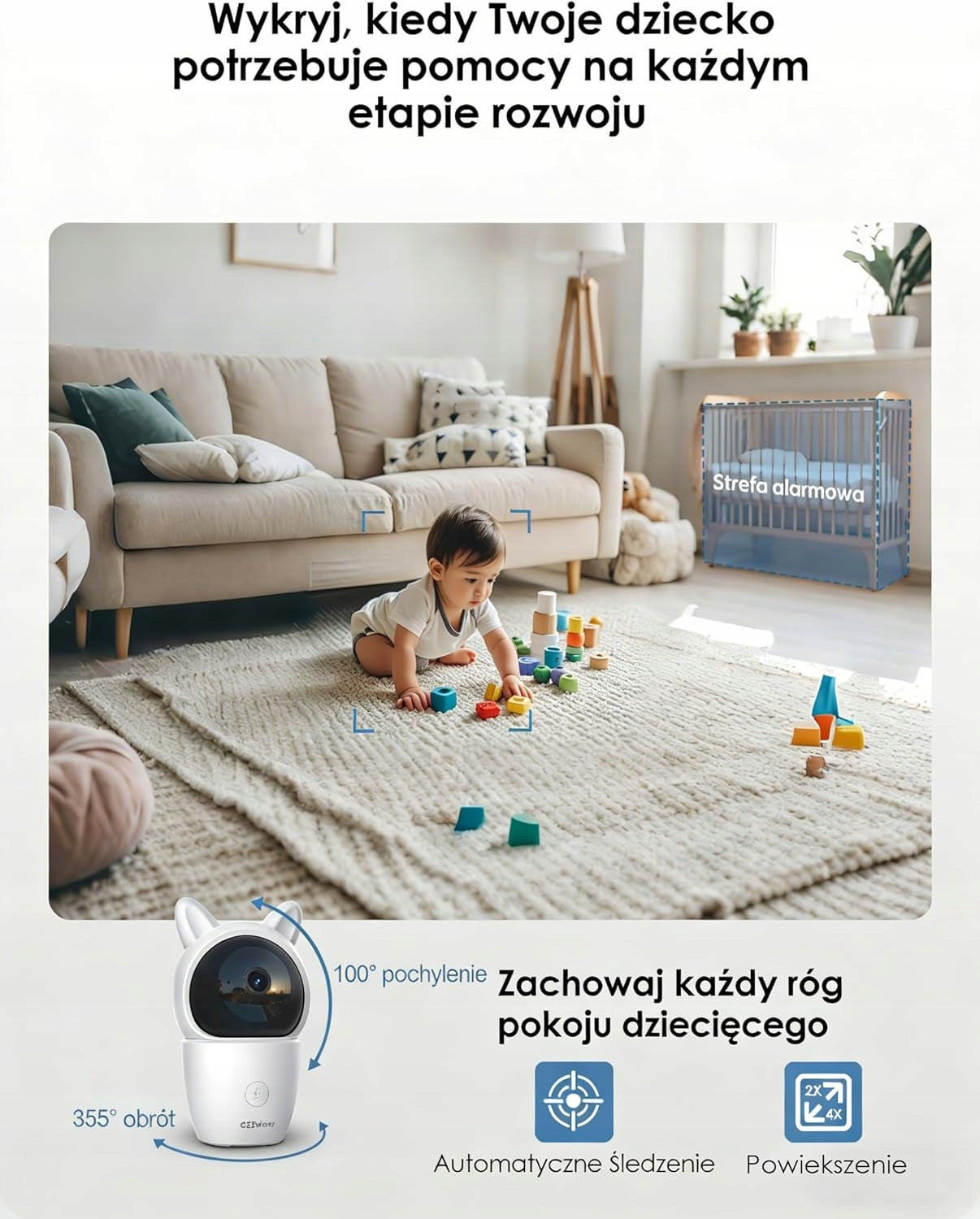 CZEview Baby Monitor Camera 5 Inch Rotating Zoom Wi-Fi Night Vision Kind electronic nanny