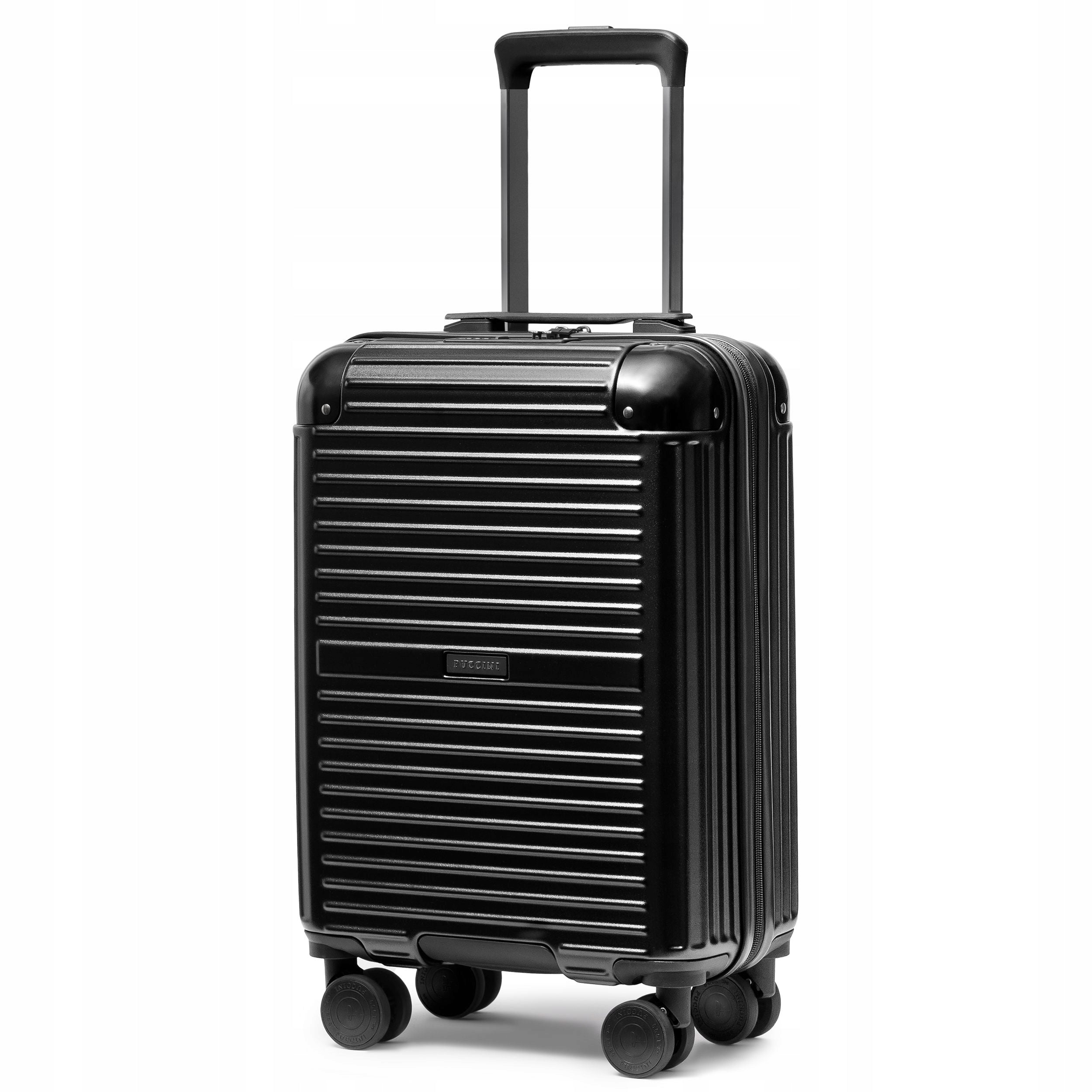 Cabin Suitcase Travel Hard Corners ALU Black PUCCINI PC034C-1