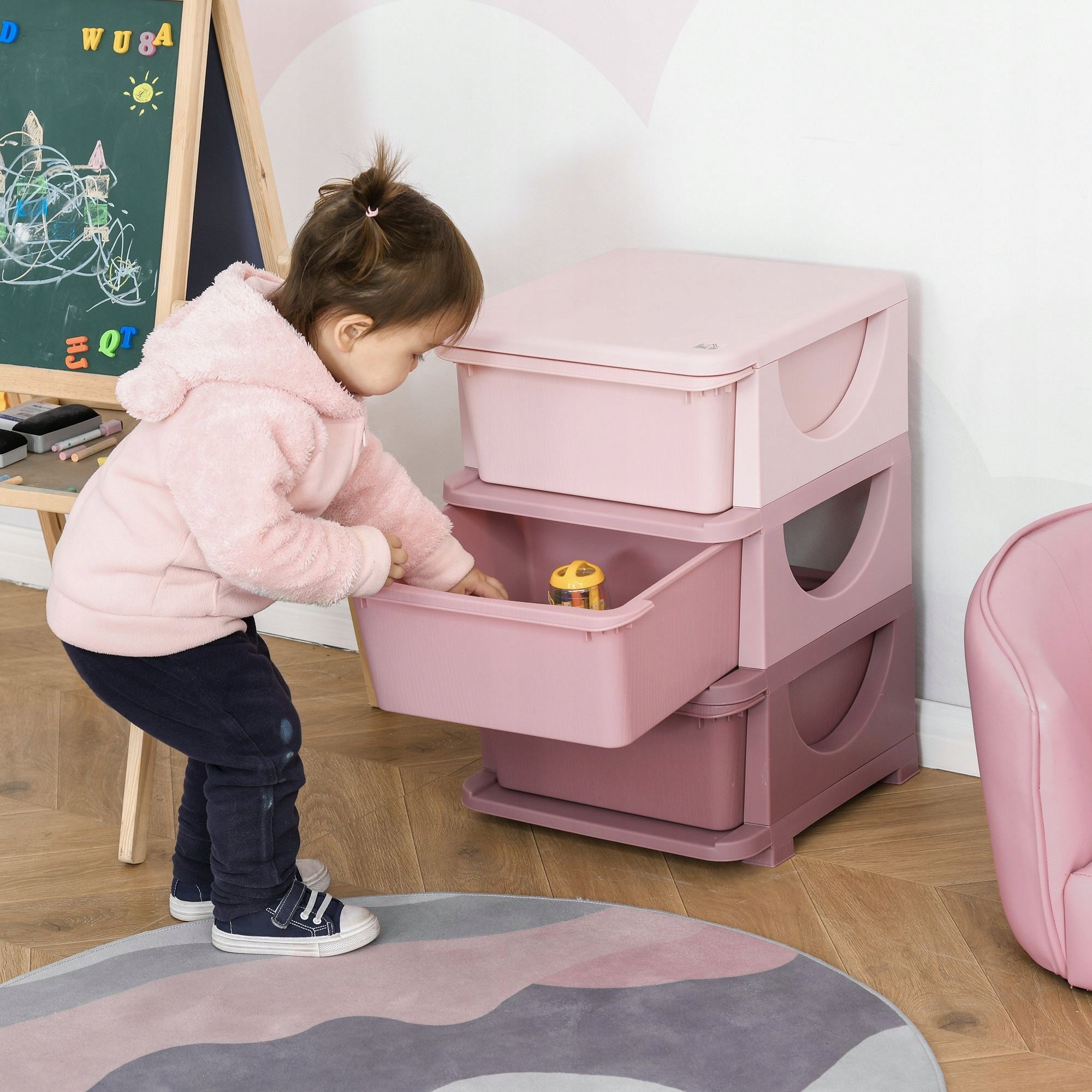 Cabinet Toy Container for Kids 3 Levels Storage Pink Manufacturer code 311-023PK
