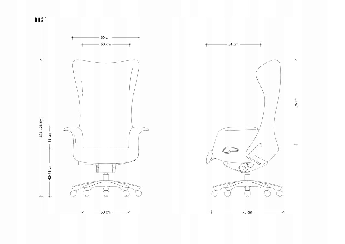 Cabinet chair ROSE white genuine leather chrome home office Brand Unique