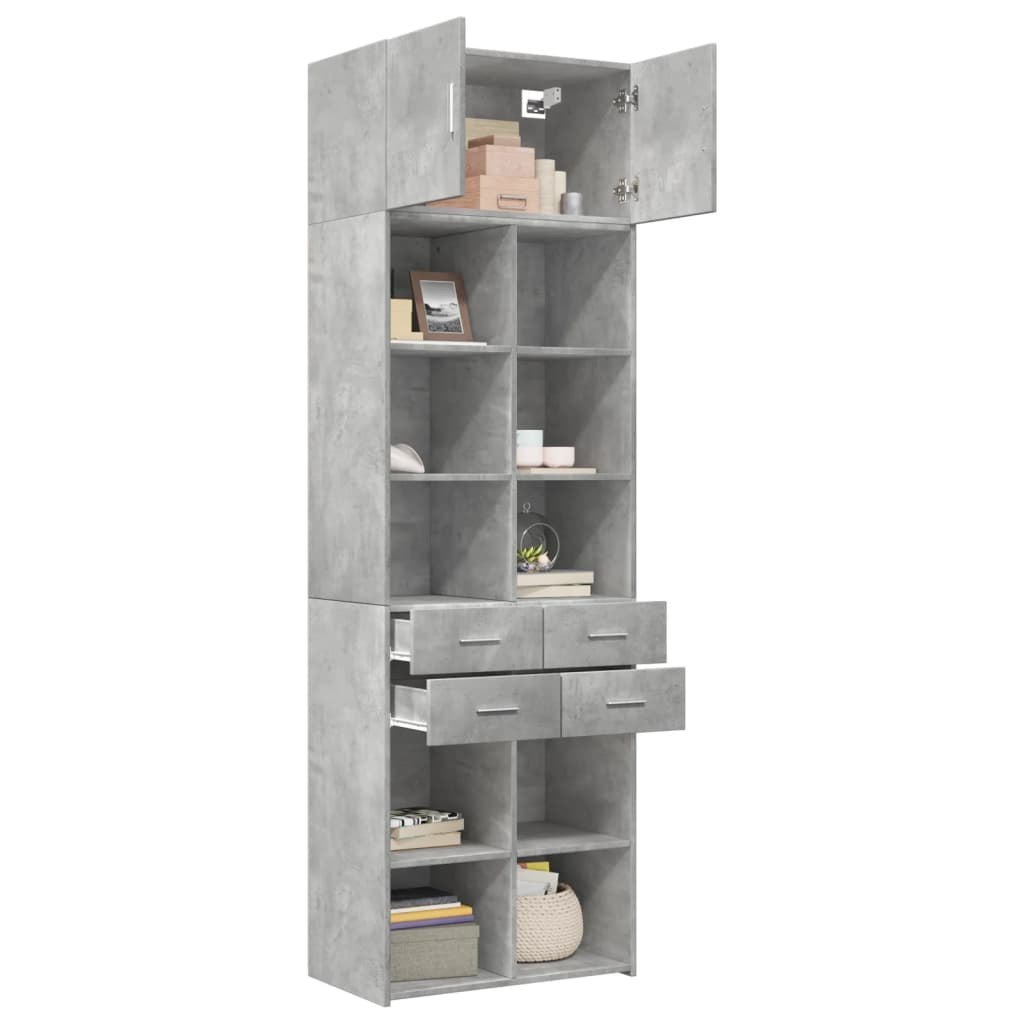 Cabinet, grey concrete, 70x42,5x225 cm, wood-based material Kind Stationary
