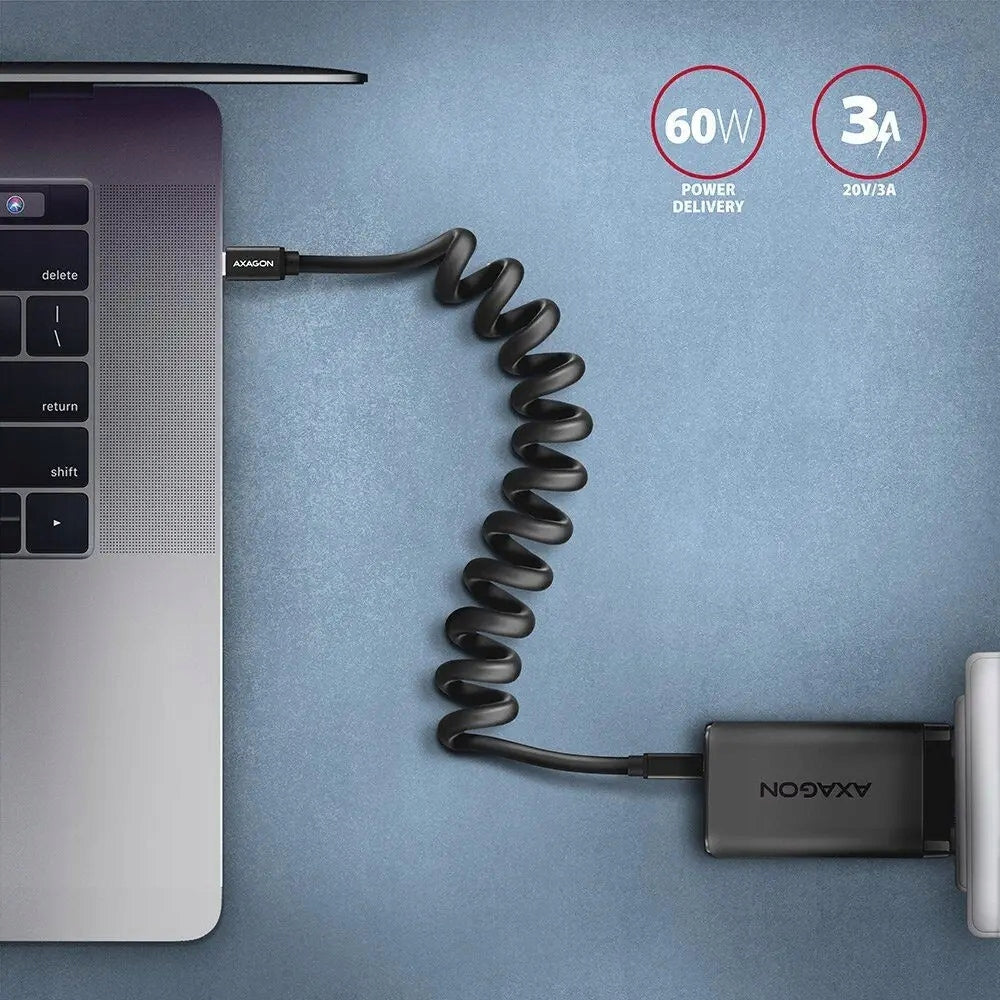 Cable AXAGON USB-C - USB-C 3A twisted 0,6m black Color black