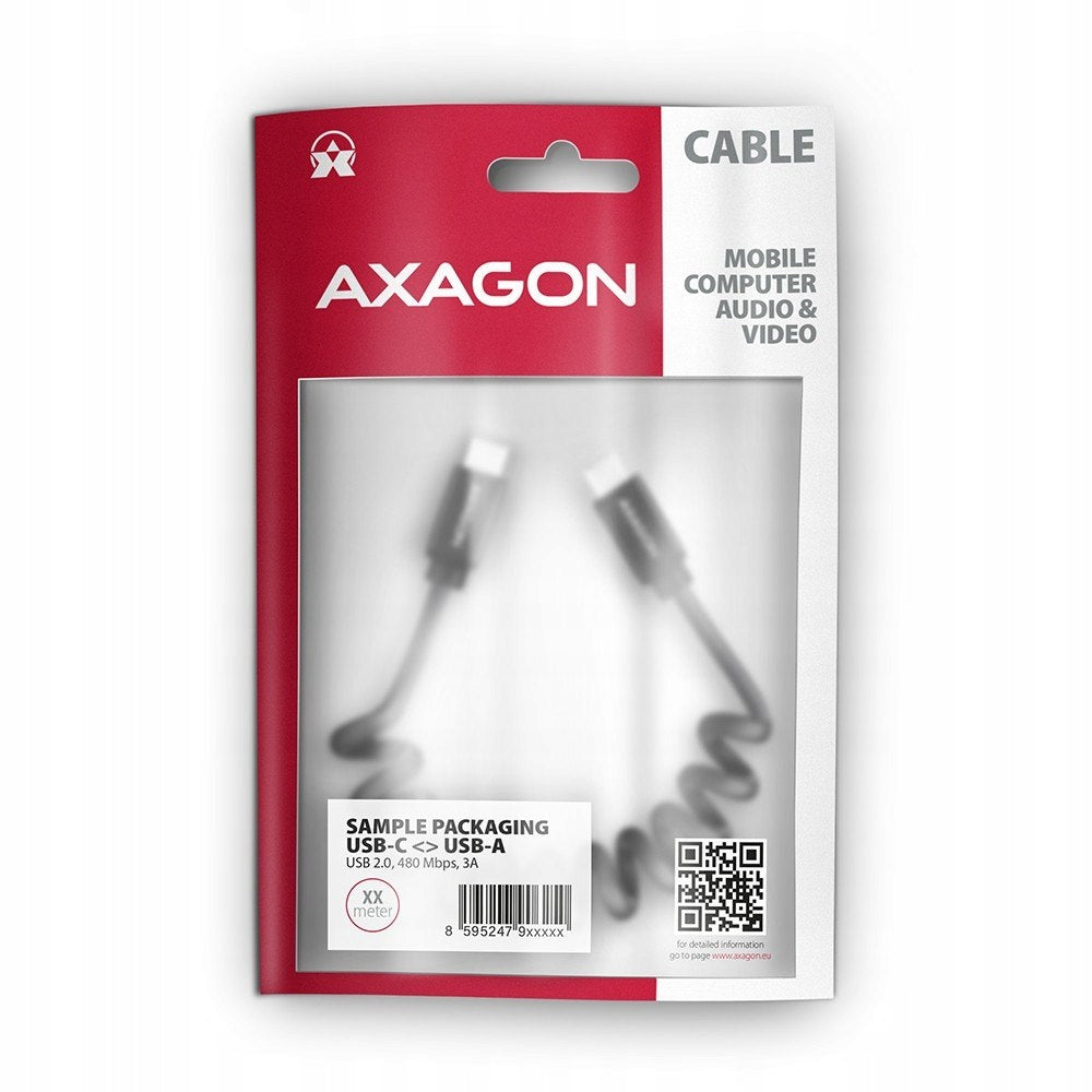Cable AXAGON USB-C - USB-C 3A twisted 0,6m black Manufacturer code 8595247905895