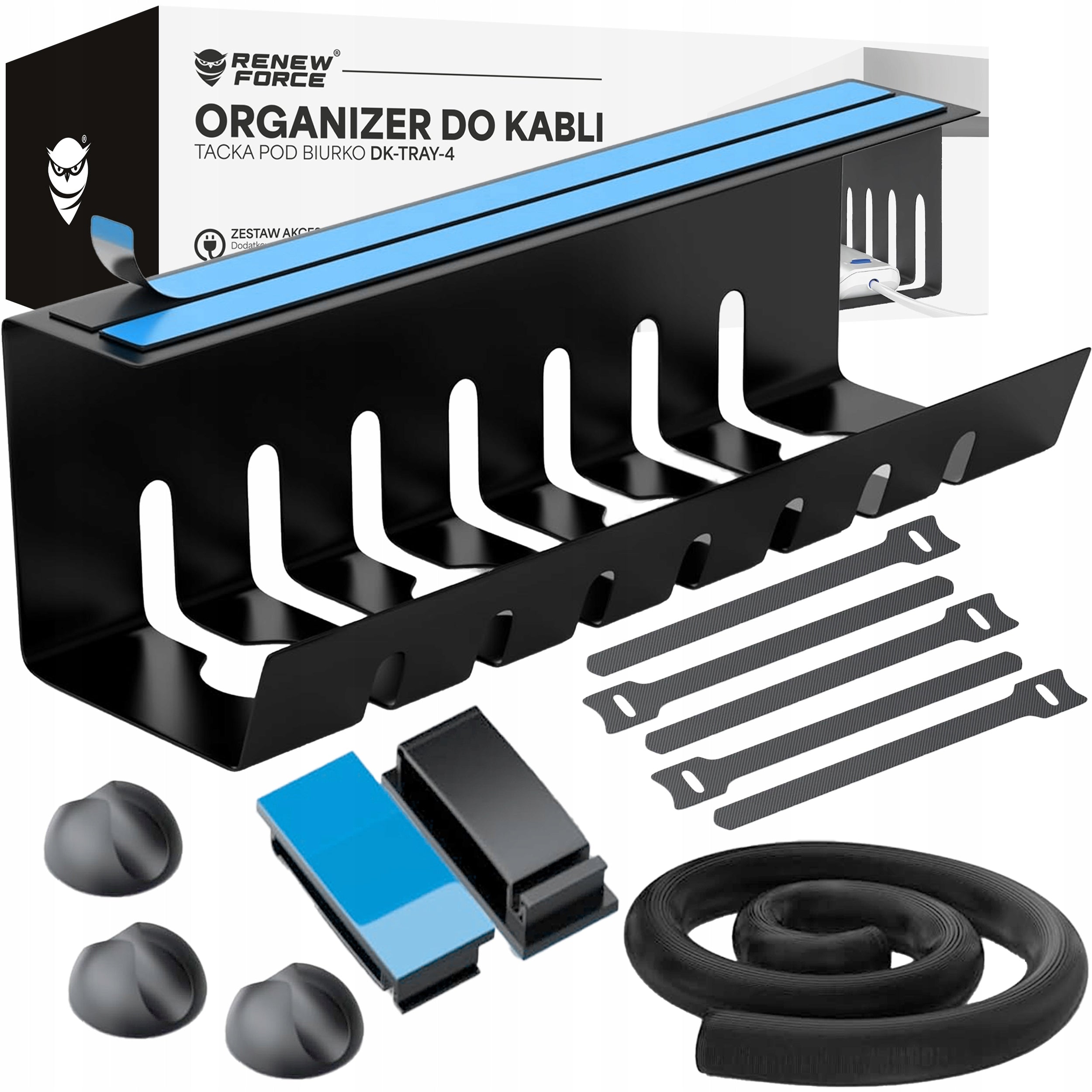 Cable Masker Cable Organizer WITHOUT DRILLING Desk Shelf 43cm