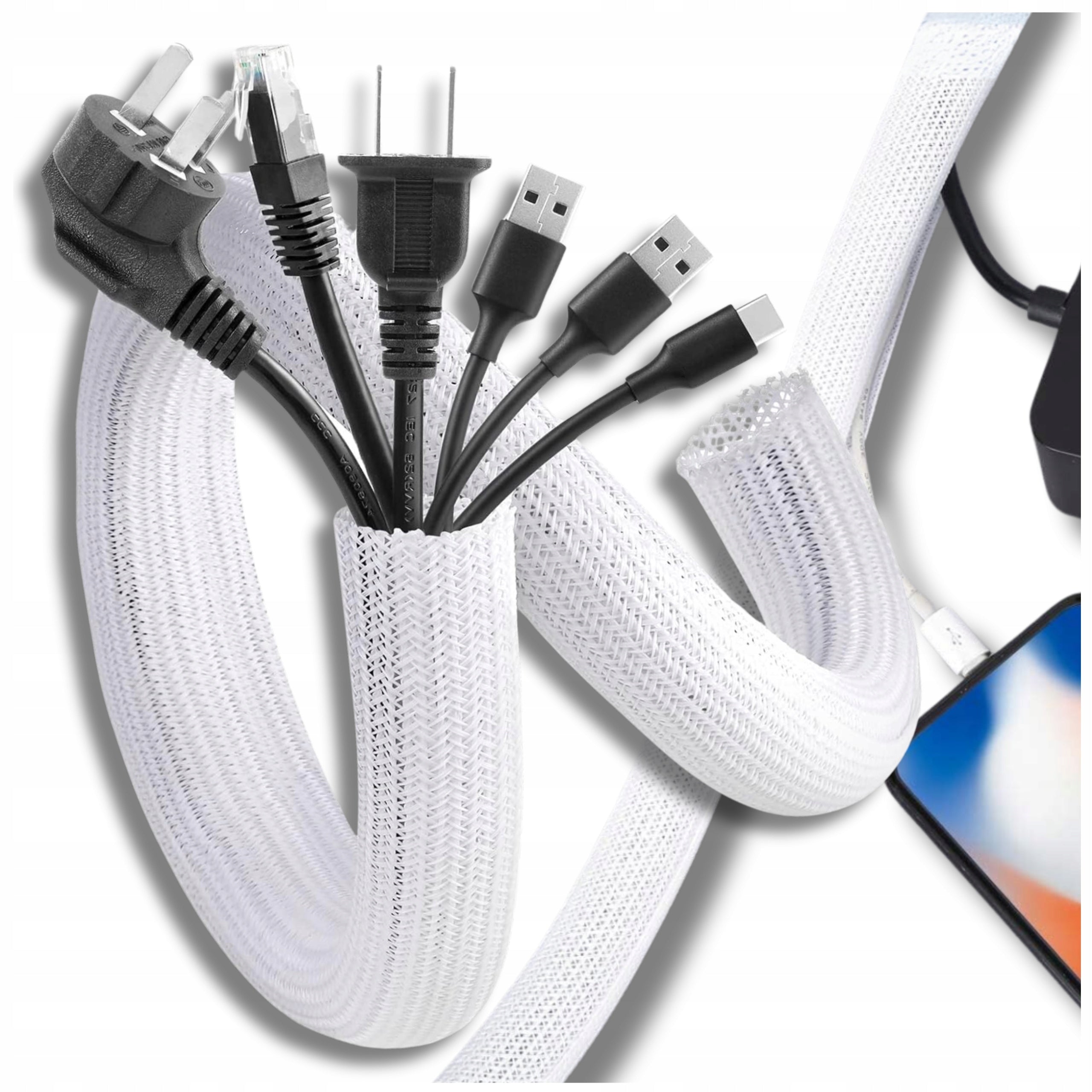 Cable Masking Band Cable Cover White Organizer 1m Manufacturer code Osłona maskownica na przewody kable