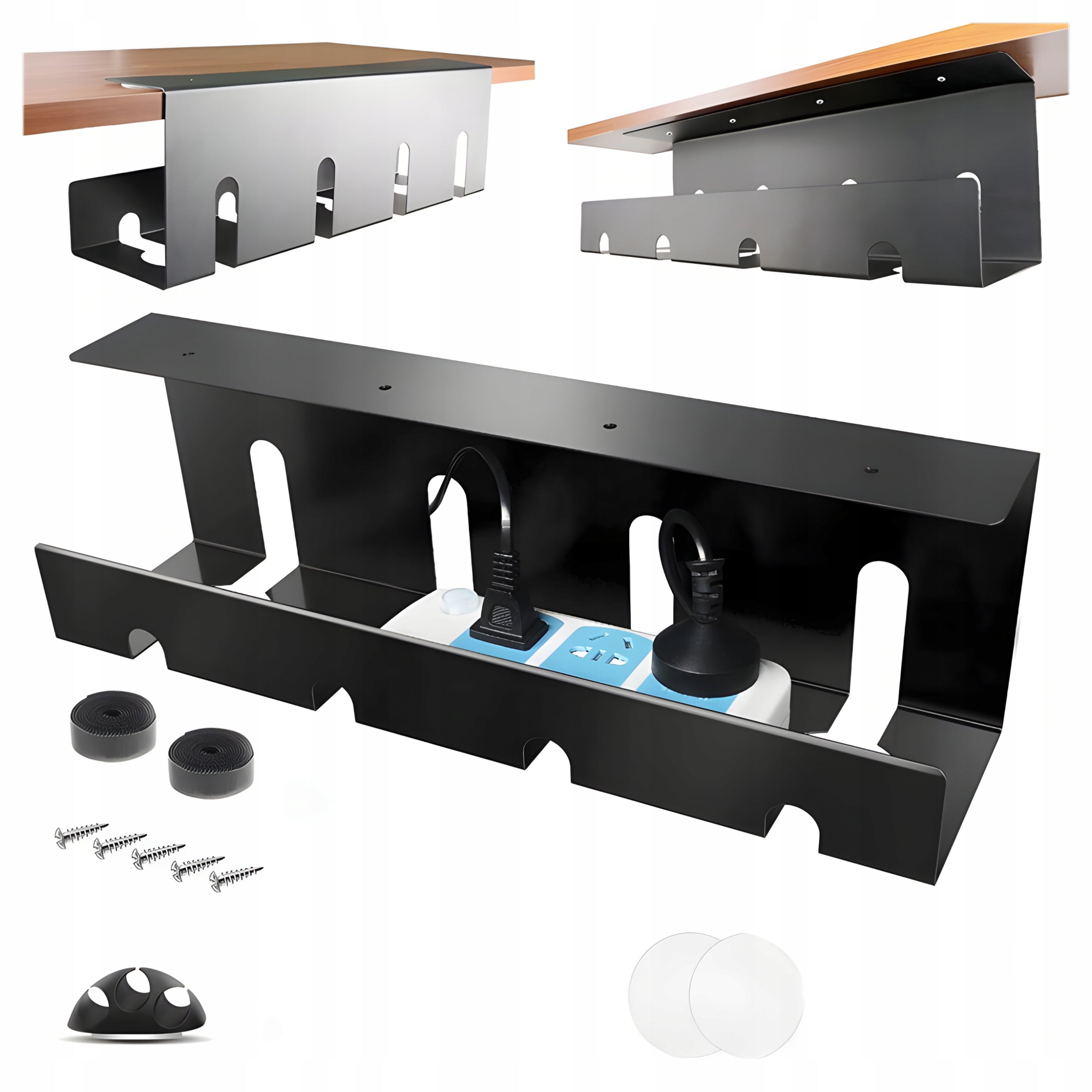 Cable Organizer Extension Strip Cable Guide Black Under Desk