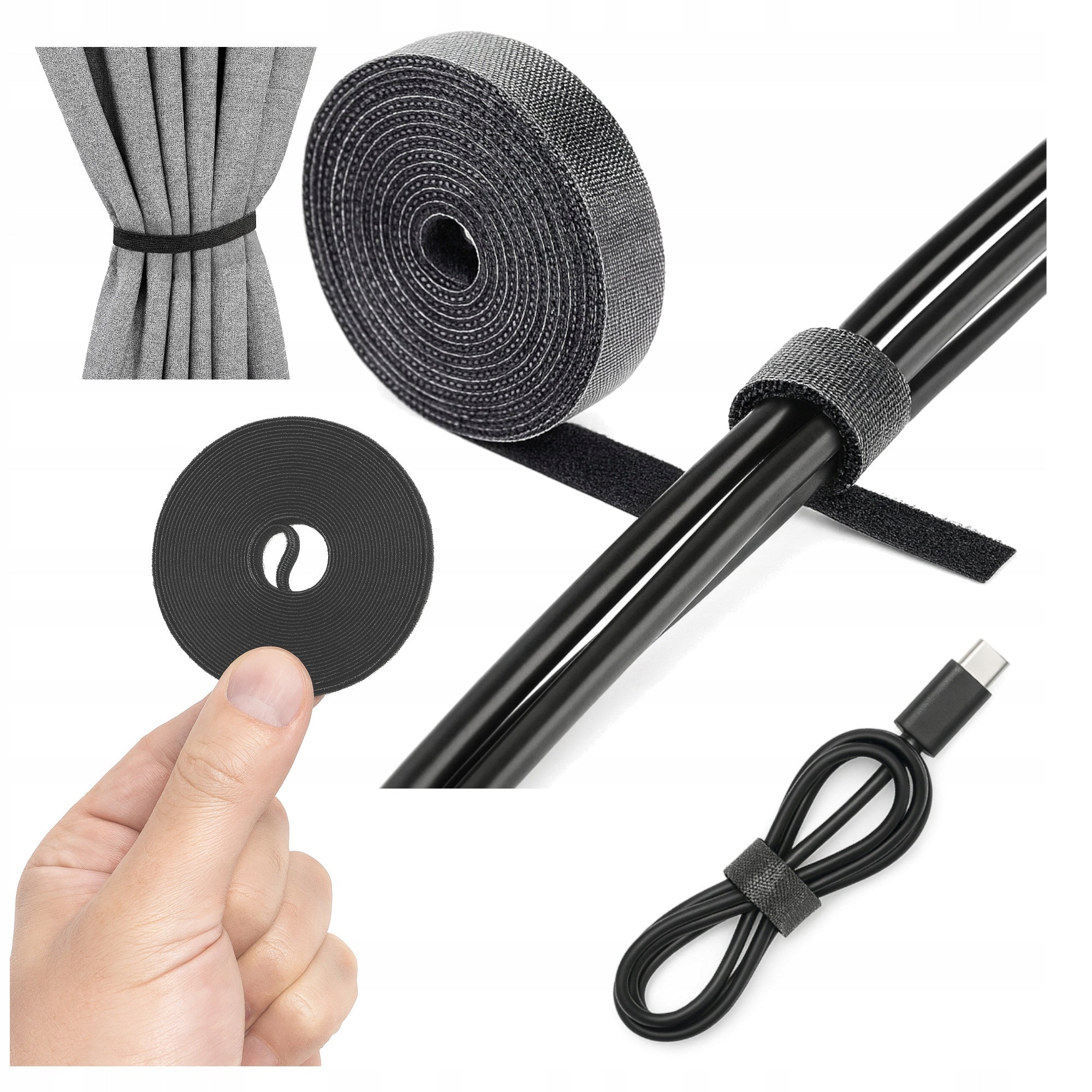 Cable Organizer Tape Strong Velcro Adjustable Wire Cable Holder 3m