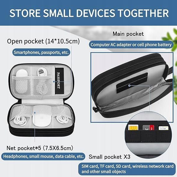 Cable Organizer Wires Chargers Mouse Double Layer Travel Case Packaging status original