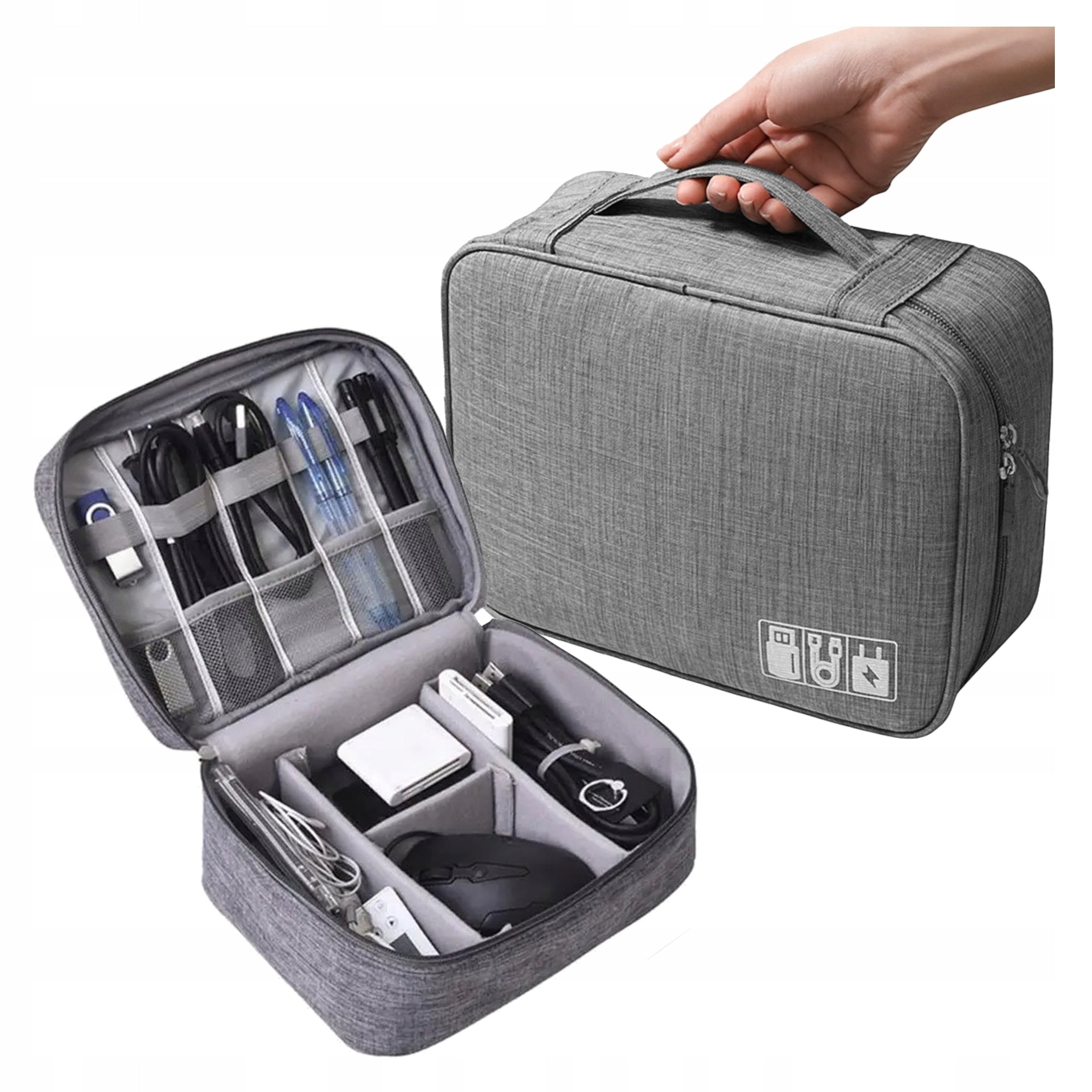 Cable Pouch Chargers Organizer Travel Sachet Pouch Bag 2 Grey EAN (GTIN) 5904476590681