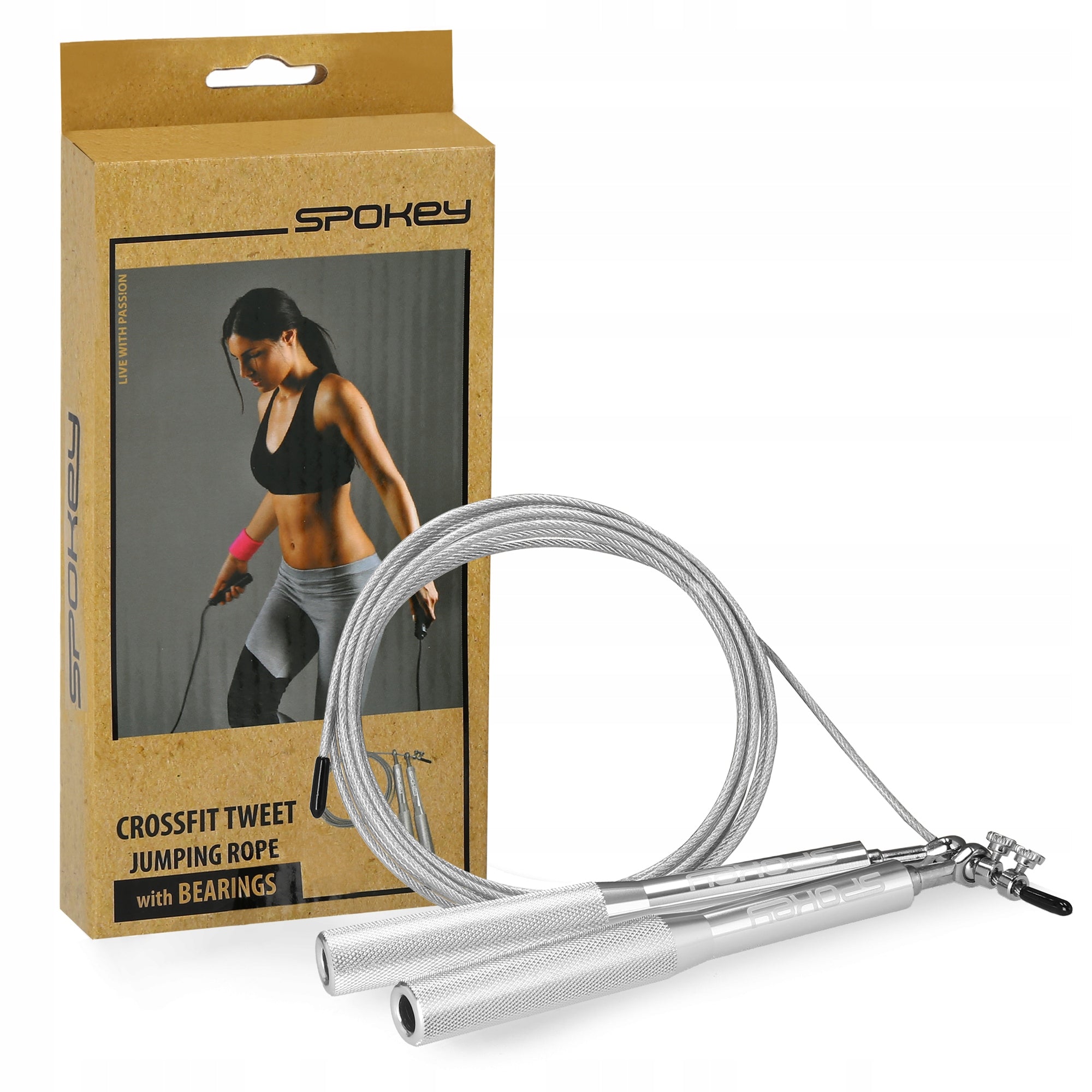 Cable jump rope Spokey 300 cm shades of gray Color gray
