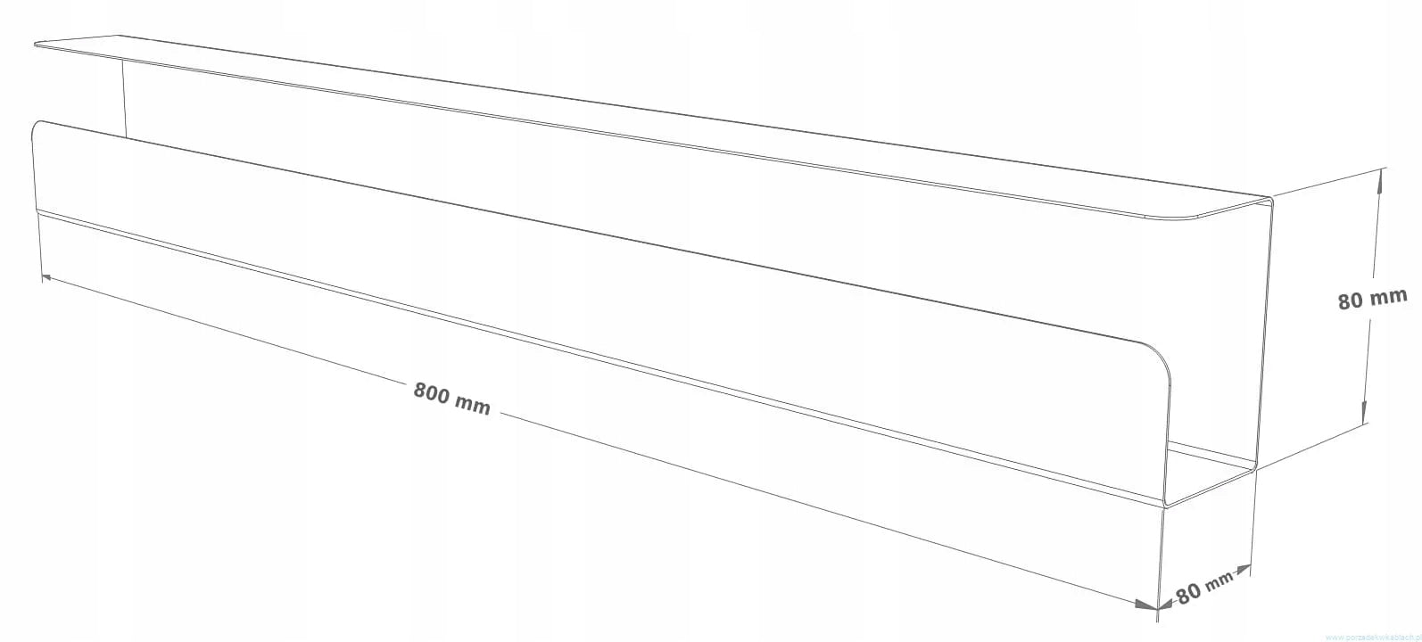 Cable organizer for desk top 800x80x80 mm - white Model ORG-PL-800-B