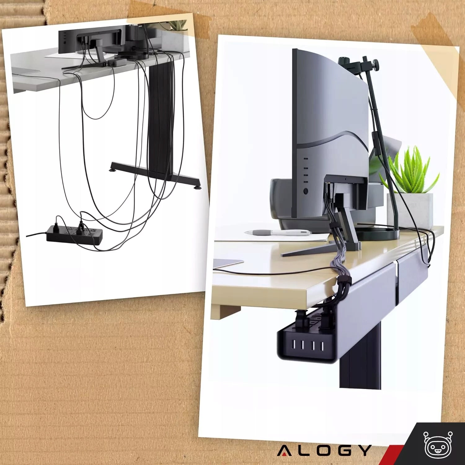 Cable organizer wires desk basket shelf grille hanger black Color black