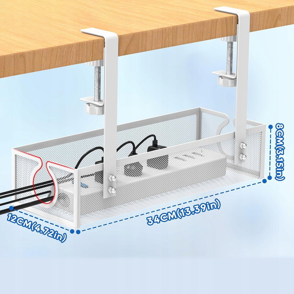 Cable organizer wires desk basket shelf grille hanger white Brand no brand