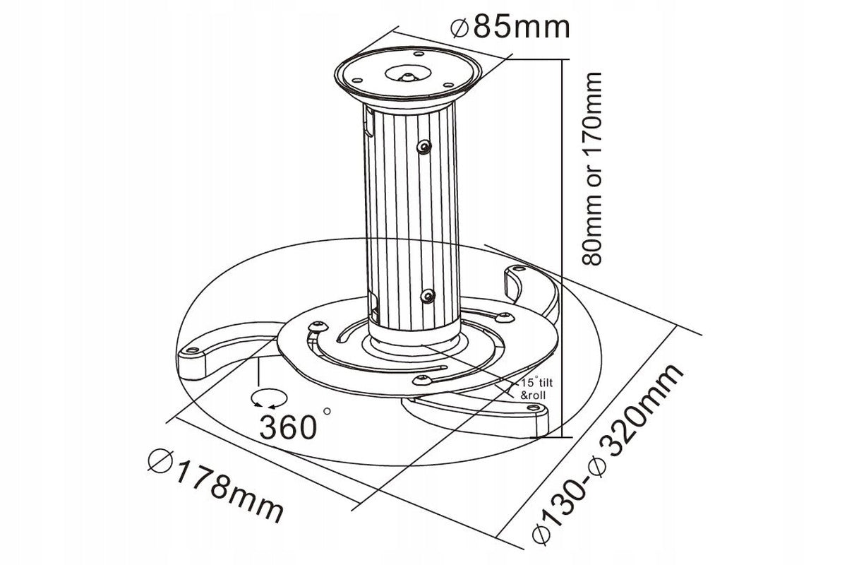 Cabletech UCH0100 Ceiling Mount for Projectors Manufacturer code 604395837