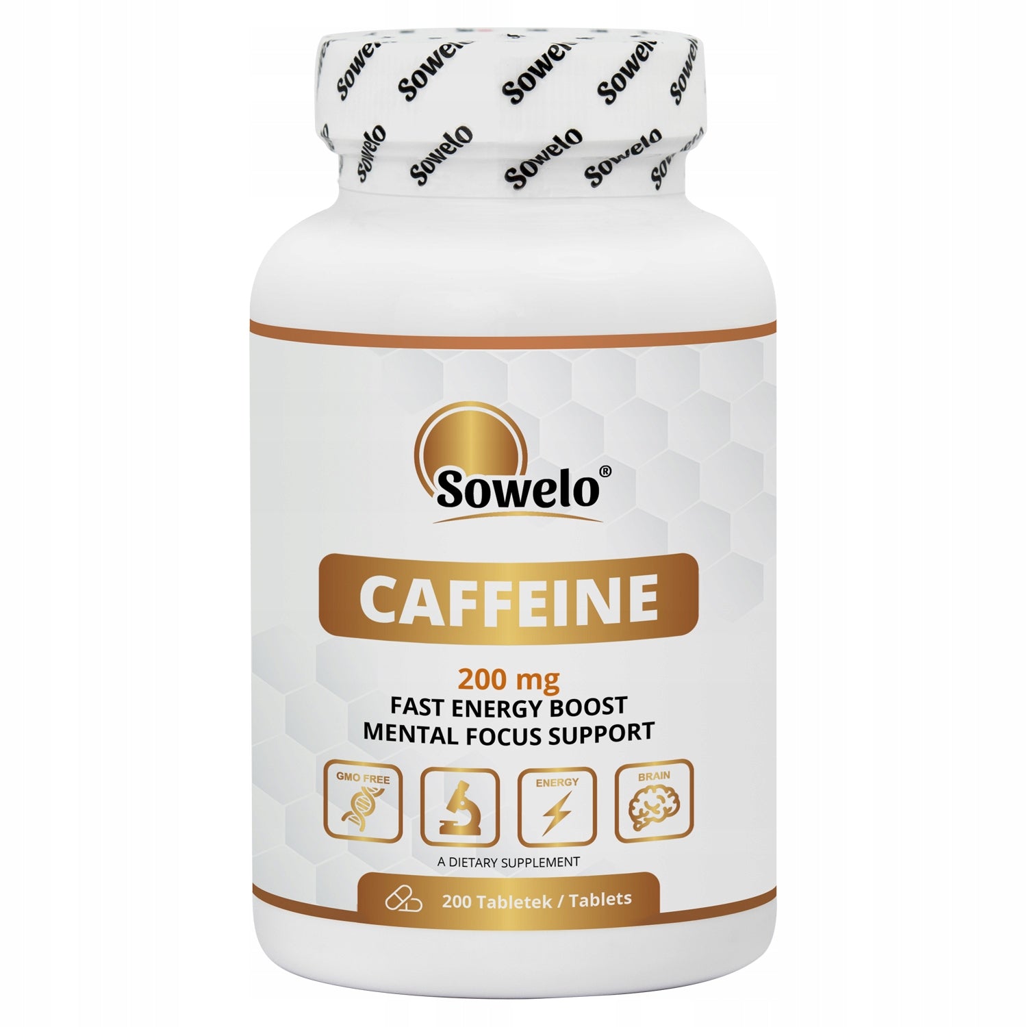 Caffeine 200 mg 200 Tab – Energy, Focus, Stimulation – Caffeine Sowelo