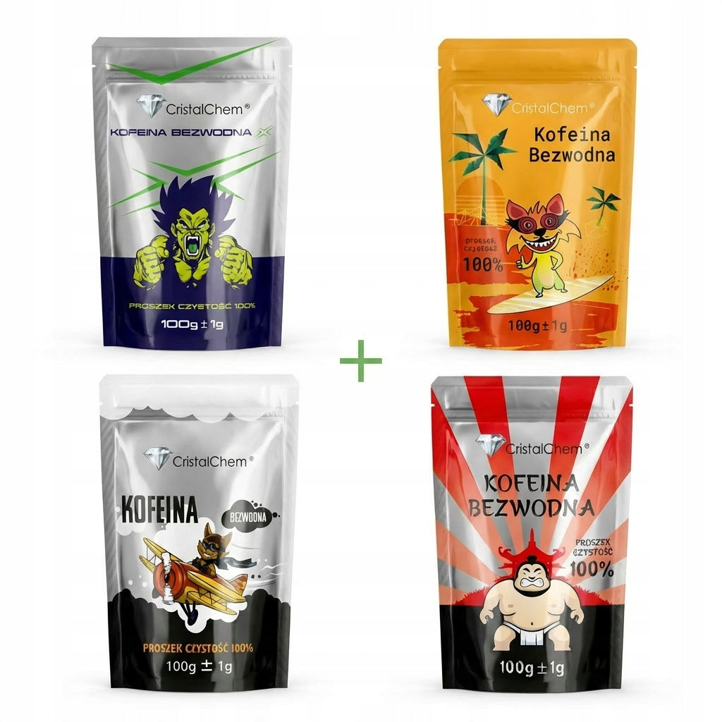 Caffeine Anhydrous 400g Check Every #4 x 100g # Samples # CristalChem Packaging status original