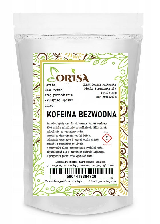 Caffeine anhydrous 1kg stimulation endurance energy efficiency