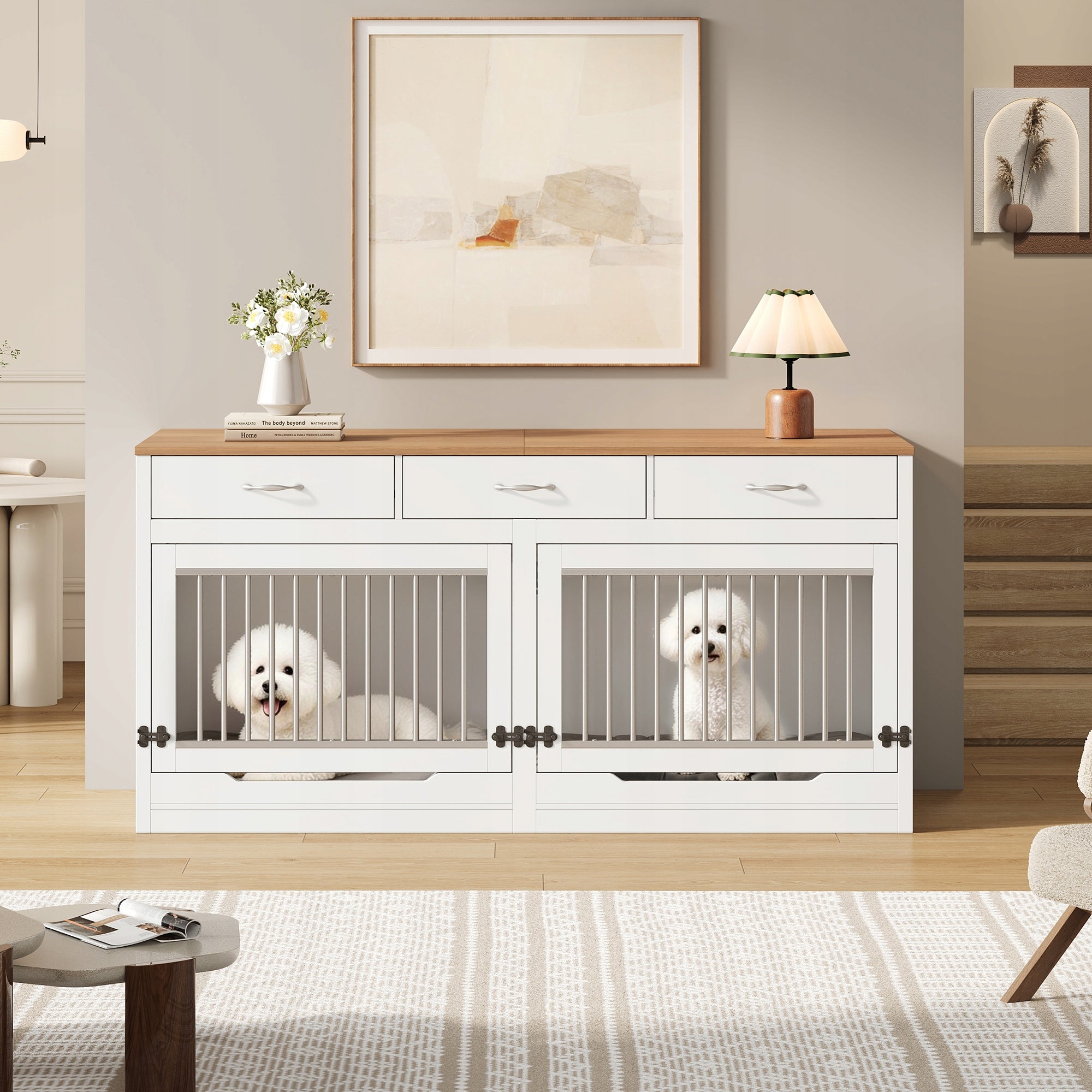 Cage for 2 dogs Cabinet 164×60×81 cm with lockable latch, 3 drawers Manufacturer code Klatka dla 2 psów-P4263767778N