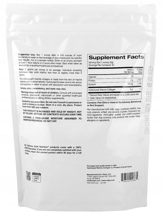 California GOLD - Hydrolyzed Marine Collagen Peptides | 200 g x2 Expiration date at least 1 year from the date of purchase