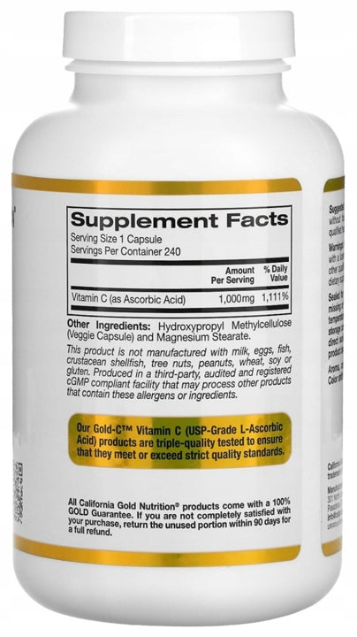 California GOLD - Vitamin Gold C 1000 mg | ascorbic acid | 240 kaps. EAN (GTIN) 898220009329