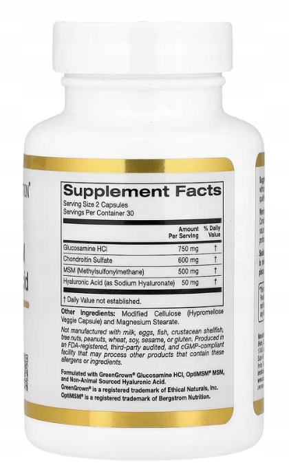 California Gold Nutrition - Glucosamine, Chondroitin, MSM, Hyaluronic Acid Packaging status original
