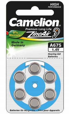 Camelion A675 Zinc Air Cells Batteries - 6 Pieces, Efficient Power Source