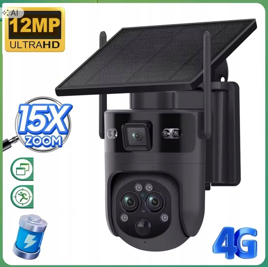 Camera 12MP 15X zoom SIM SOLAR BATTERY 4G PTZ 3 lenses