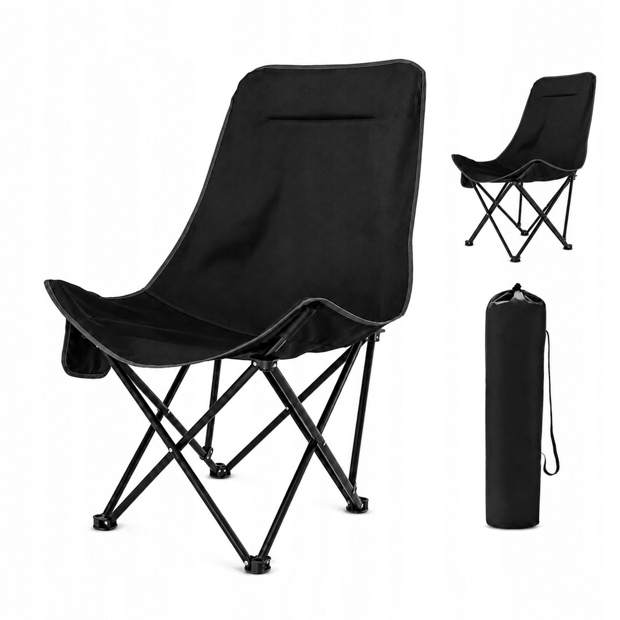 Camping Chair Hiking Fishing Folding Chair Portable Black