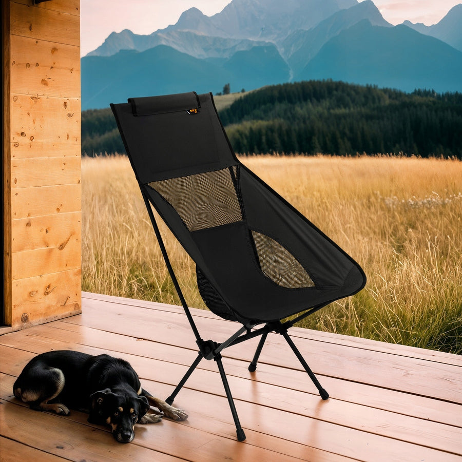 Camping Hiking Fishing Chair With Fish Backrest Black NILS Model NC3321