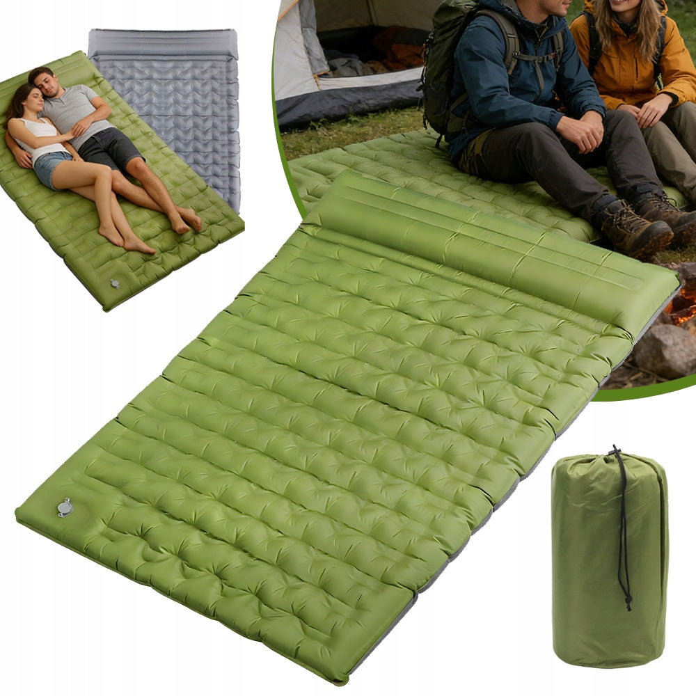 Camping Self-Inflating Mat 200x140 With Cushion Lightweight Outdoor Retractable