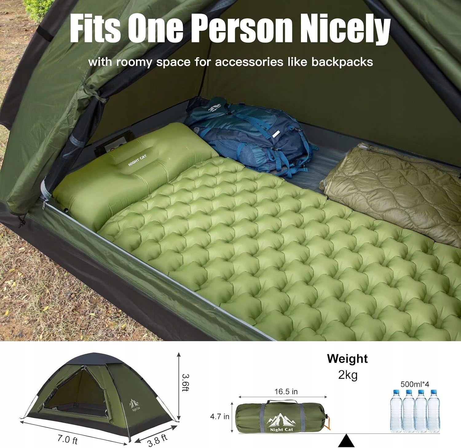Camping Tent 1-Person Waterproof Green Military Lightweight for Trekking Manufacturer code SG-TENT-ARMY
