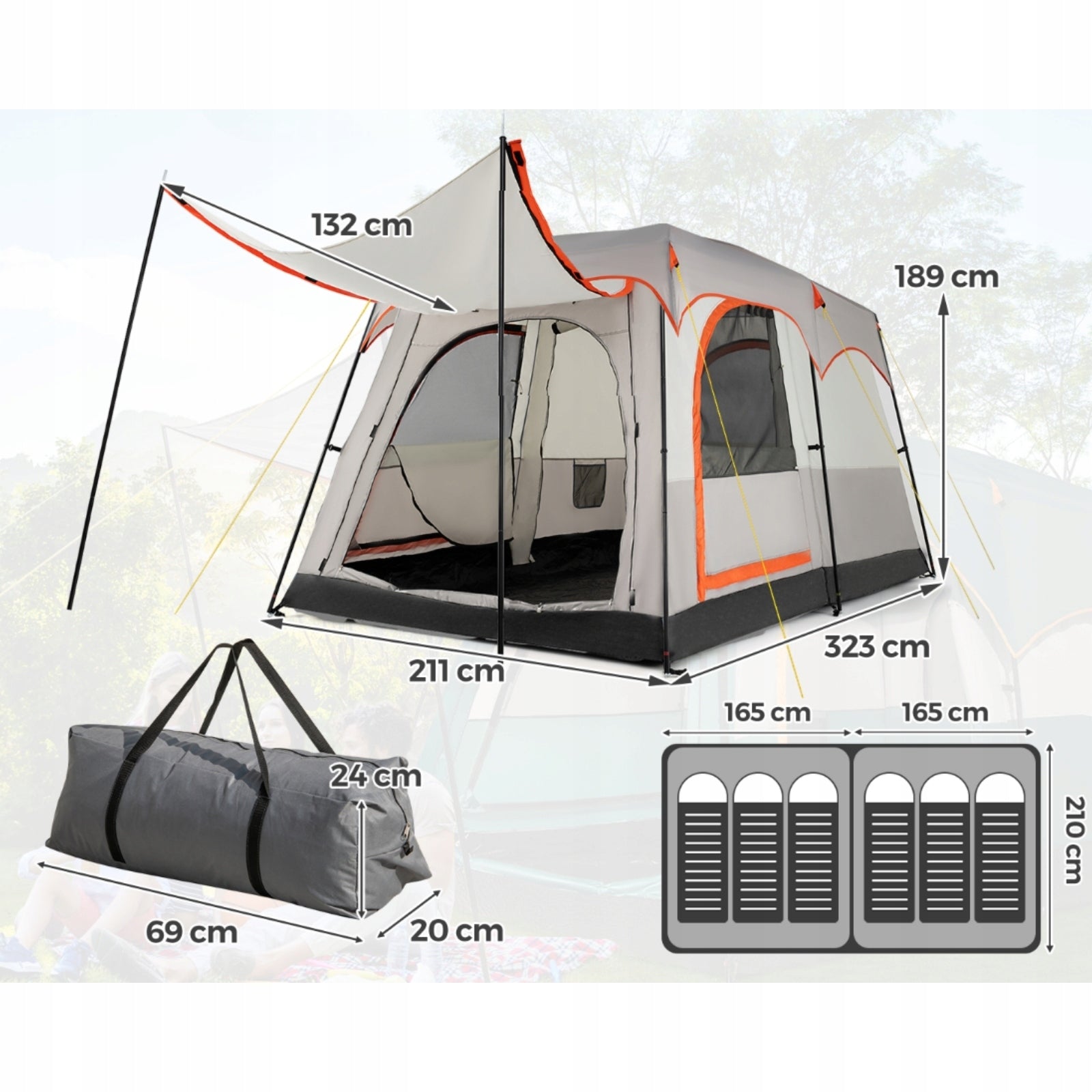 Camping Tent 6 People with Rain Cover Hiking Tent Manufacturer code NP11366HS