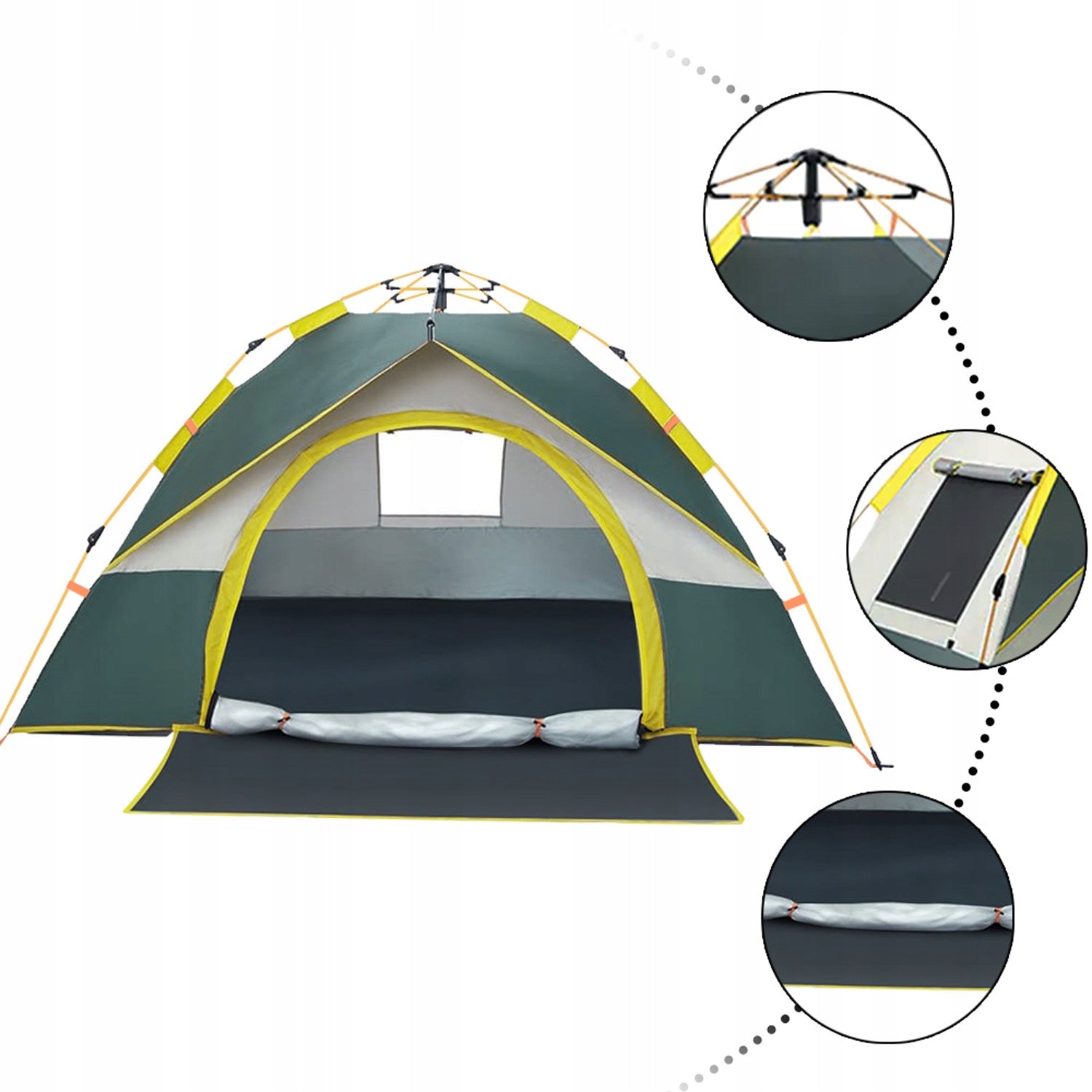 Camping Tent Automatic Double Layer With Mosquito Net For 3-4 People BEDEE Packaging status original