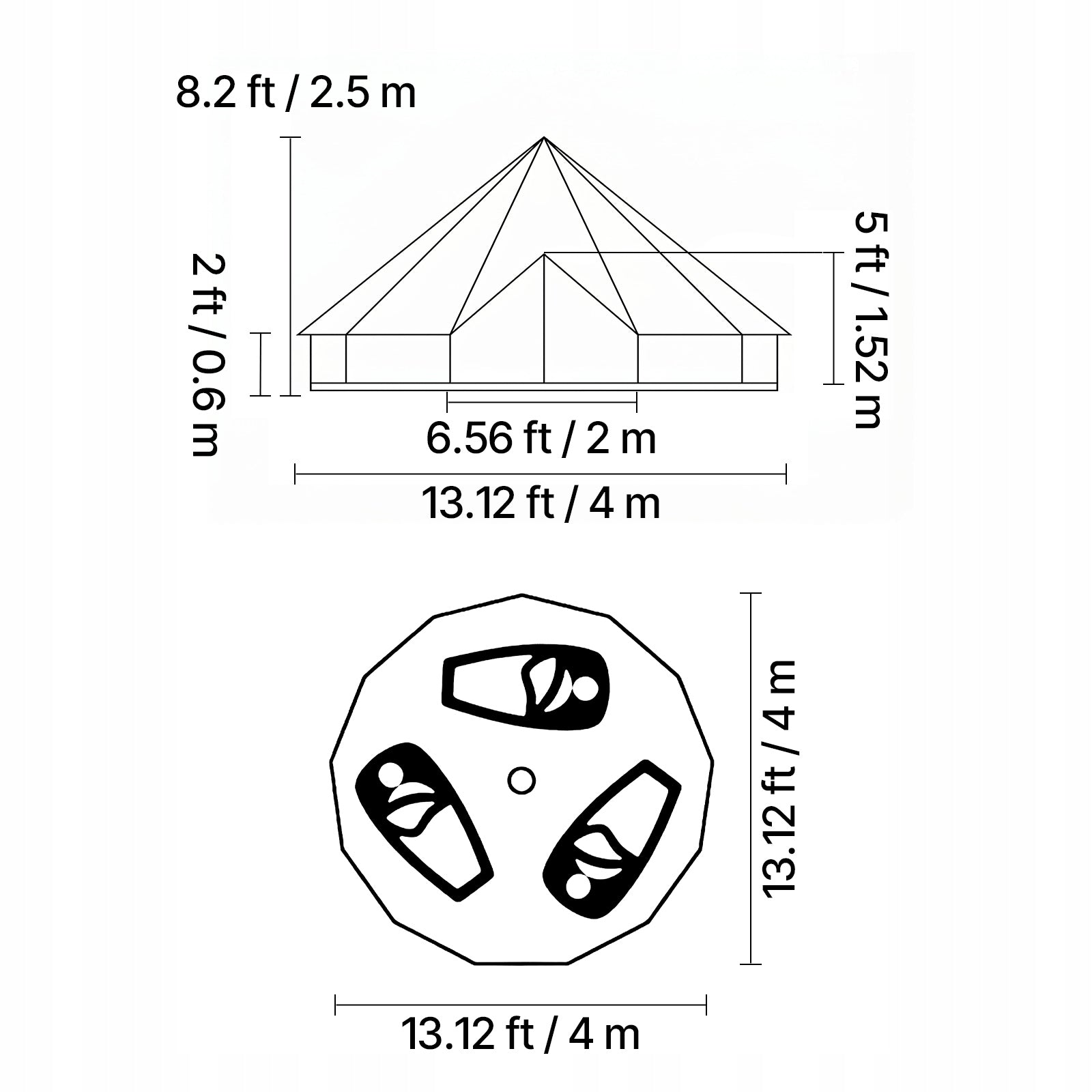 Camping Tent For 4 People Yurt Bell Tent With Chimney Hole Manufacturer code KJZPQMS82