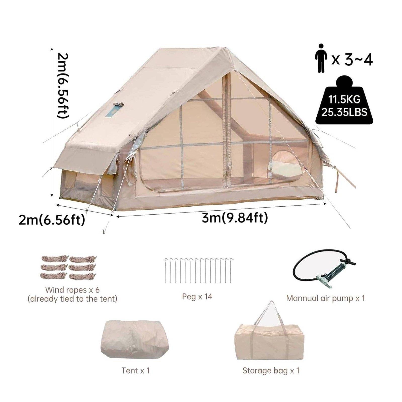 Camping Tent Inflatable Waterproof Oxford Beige 6m2 3mx2m Manufacturer code 15466100100