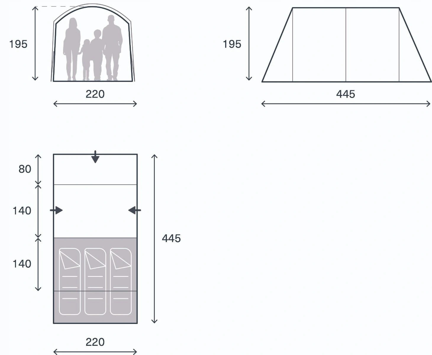 Camping Tent Kampa Sandwood 3 people | Integrated floor Manufacturer code 5056446118132